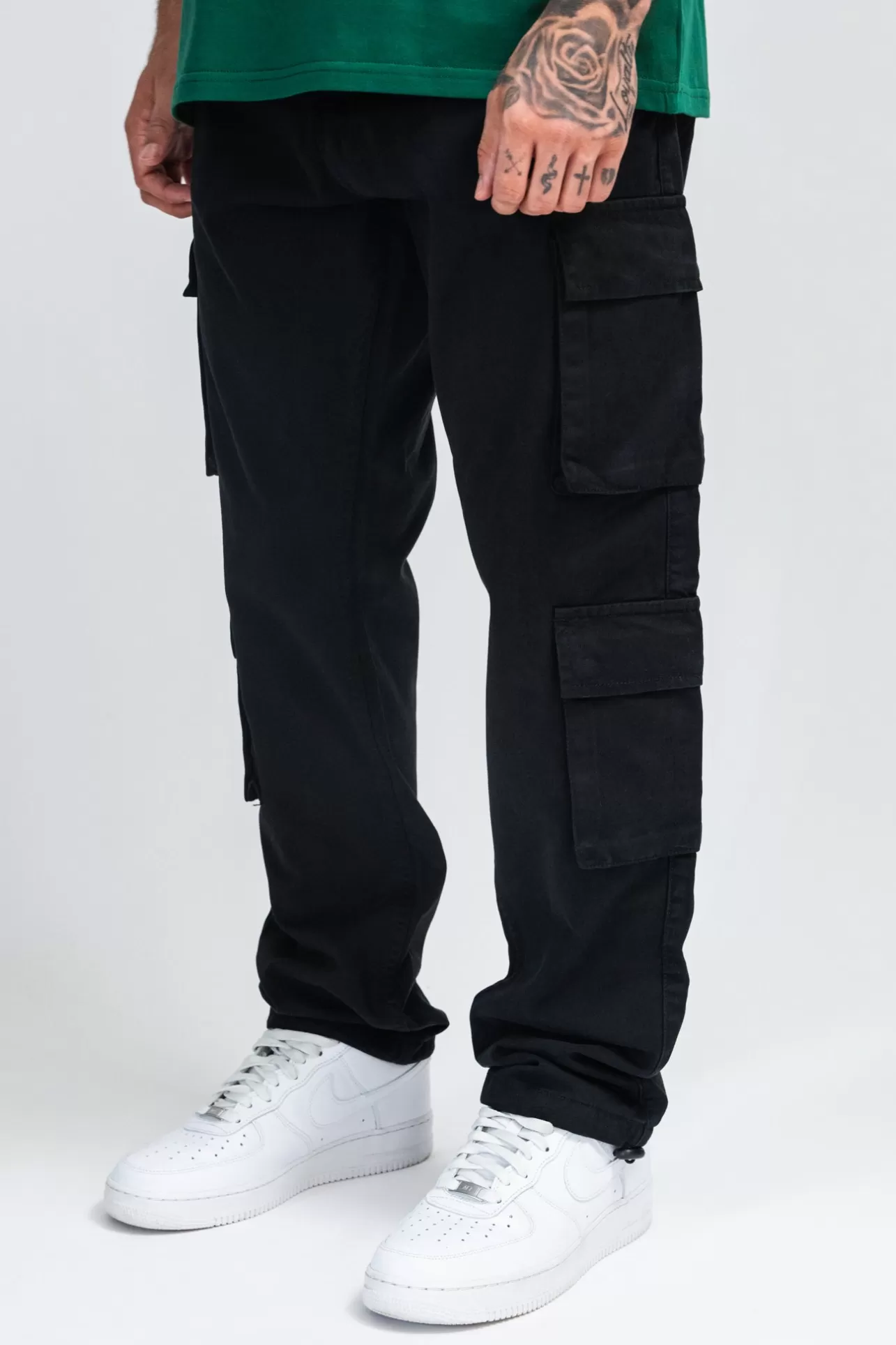 Dropsize DOUBLE POCKET CARGO PANT BLACK* Cargoes