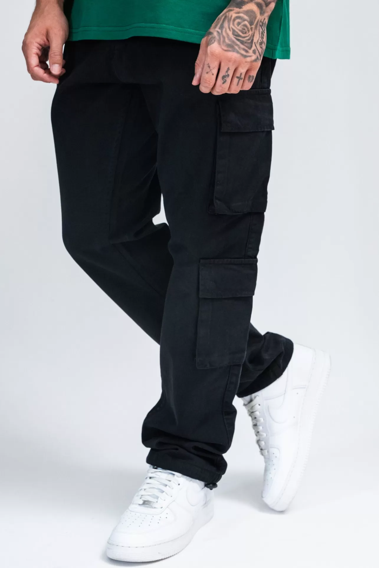 Dropsize DOUBLE POCKET CARGO PANT BLACK* Cargoes