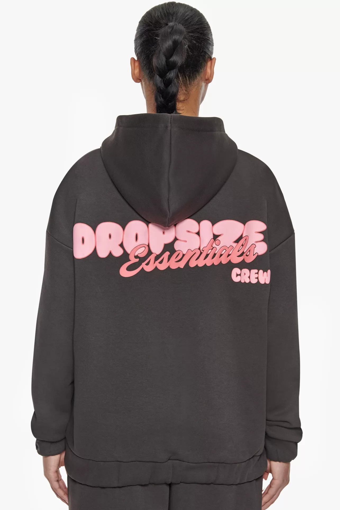 Dropsize ESSENTIAL CREW ZIP HOODIE WASHED BLACK*Women Women