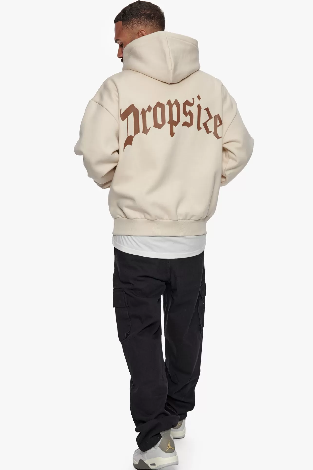 Dropsize HEAVY BACKLOGO HOODIE COCONUT MILK / BROWN* Hoodie