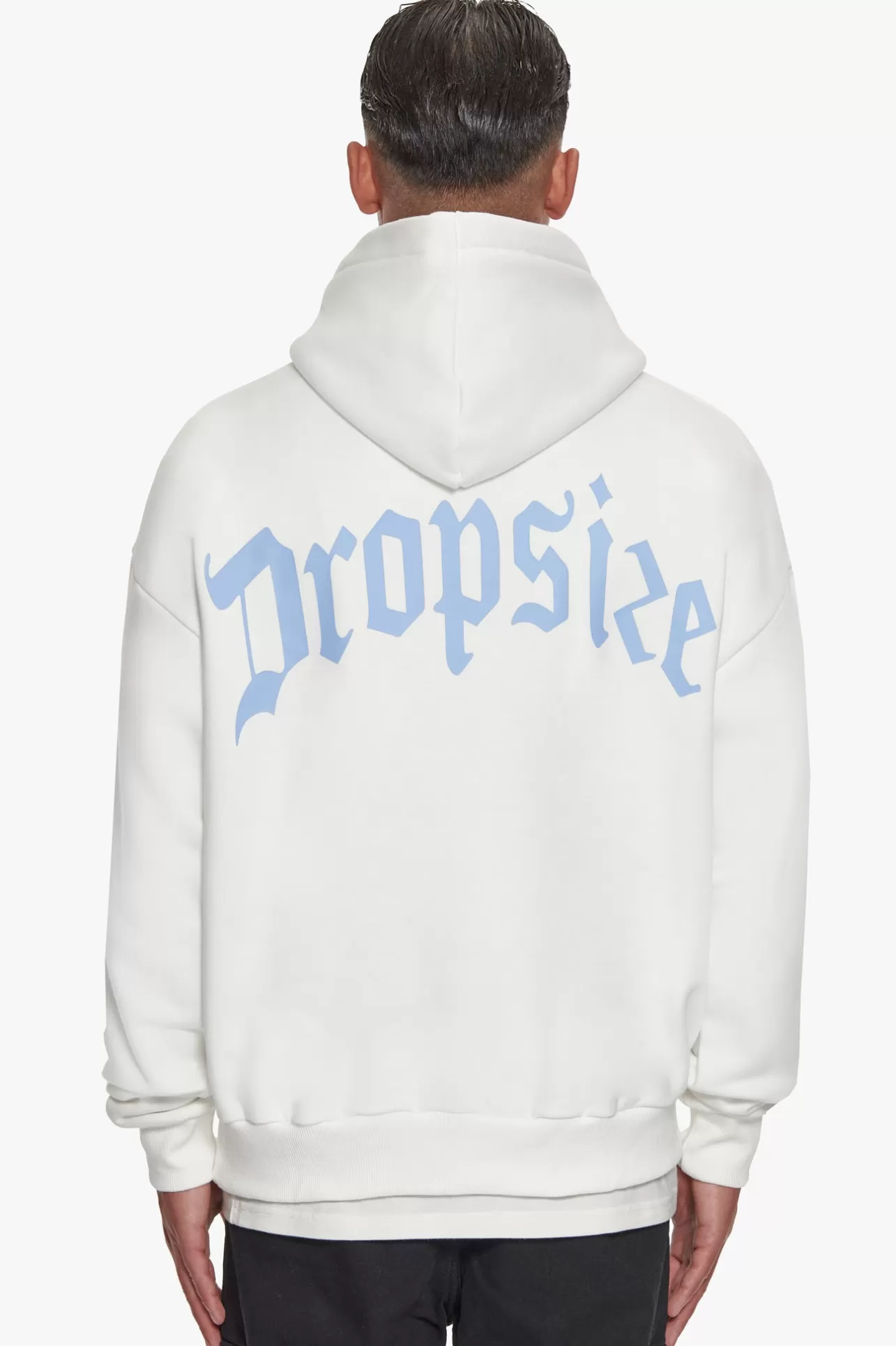 Dropsize HEAVY BACKLOGO HOODIE WASHED WHITE / BABY BLUE* Hoodie