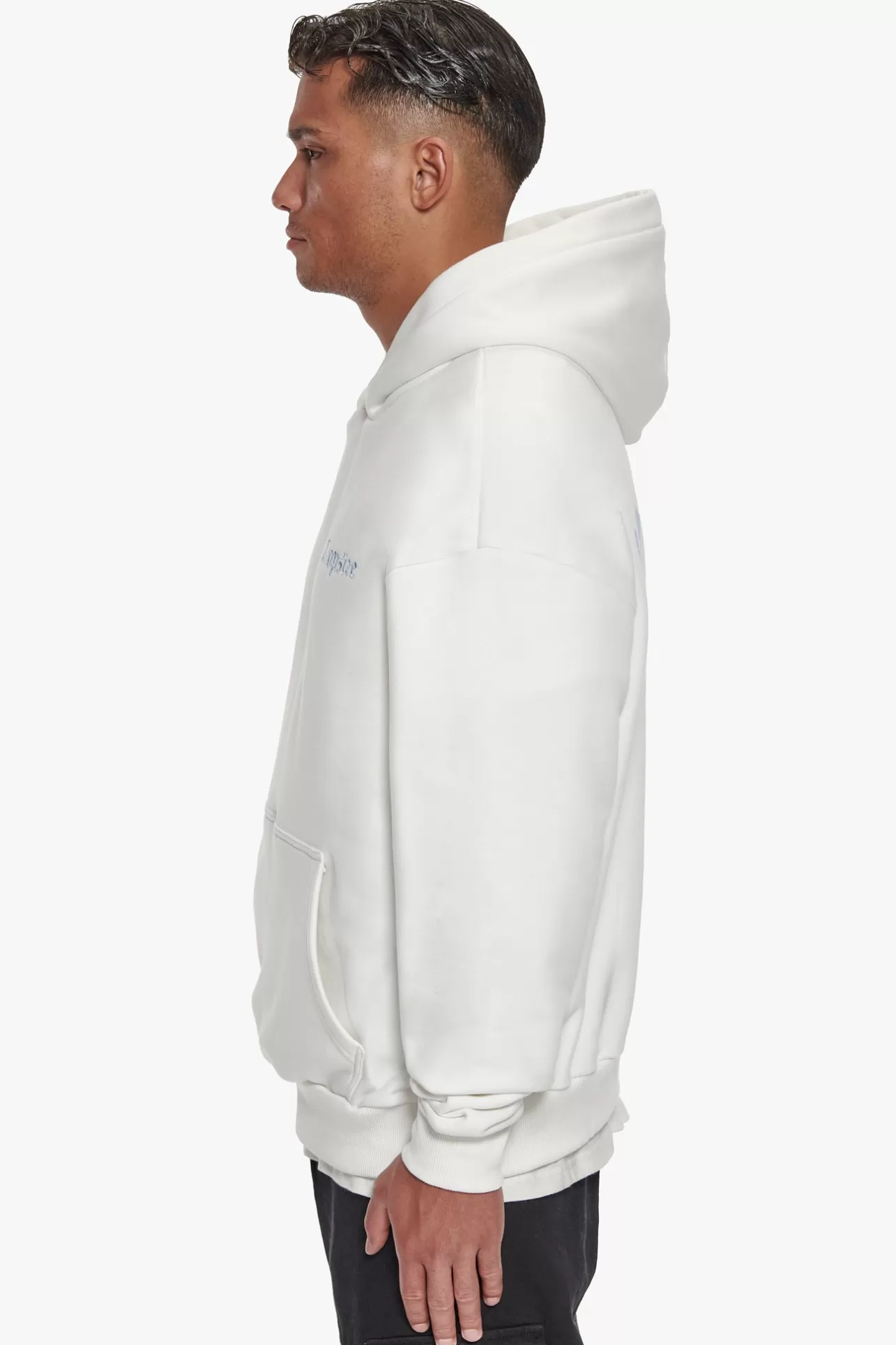 Dropsize HEAVY BACKLOGO HOODIE WASHED WHITE / BABY BLUE* Hoodie