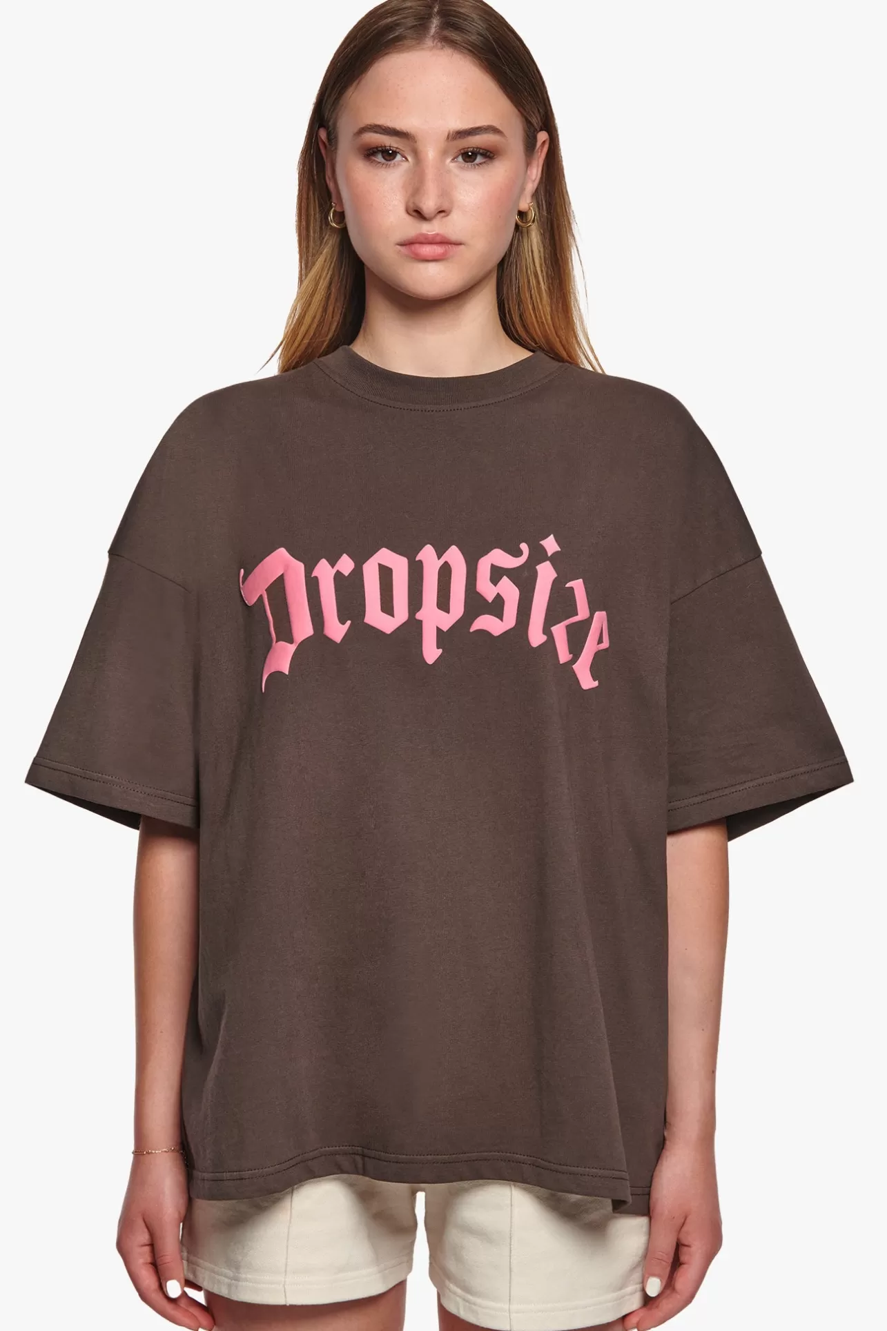 Dropsize HEAVY BIG LOGO T-SHIRT CHOCOLATE BROWN*Women Women
