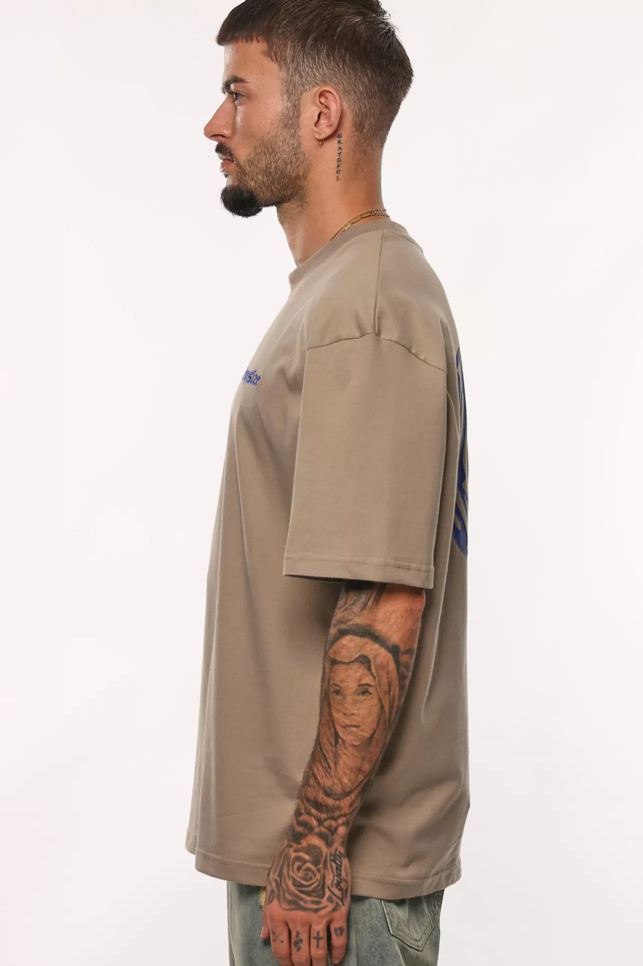 Dropsize HEAVY BROKEN HEART T-SHIRT SIMPLE TAUPE* T Shirt