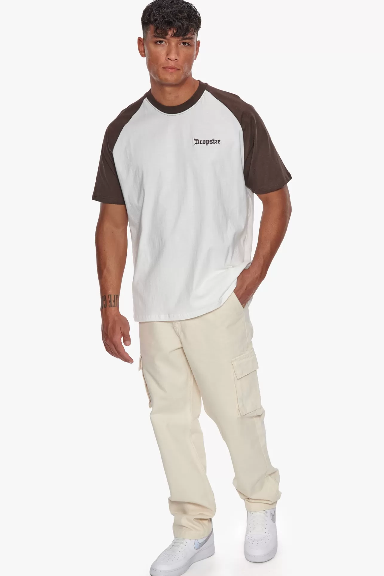 Dropsize HEAVY COLORED ARMS T-SHIRT CHOCOLATE/ CREAM* T Shirt
