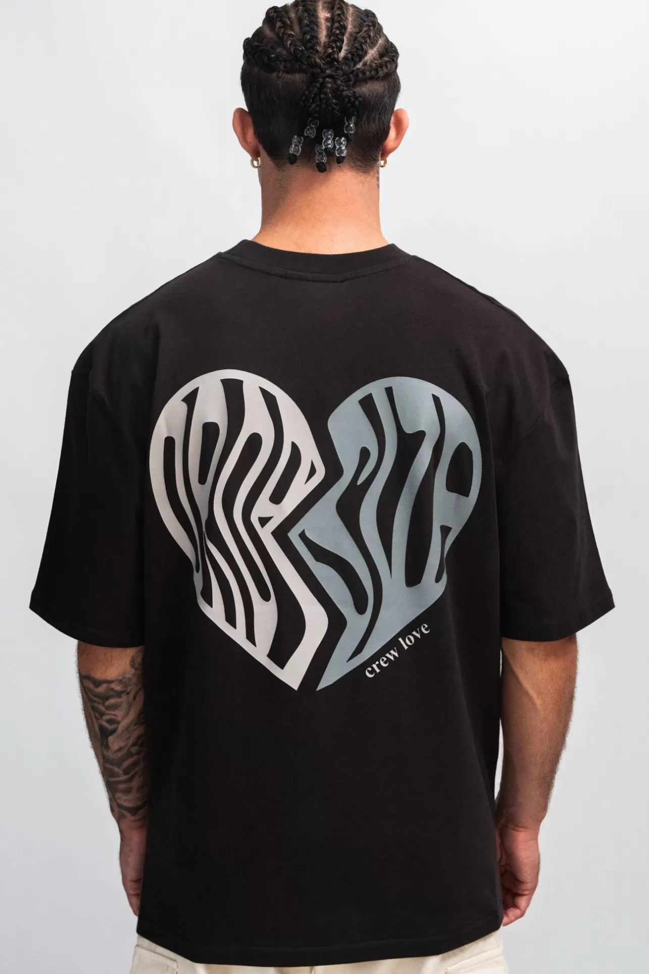 Dropsize HEAVY CREW HEART T-SHIRT WASHED BLACK* T Shirt