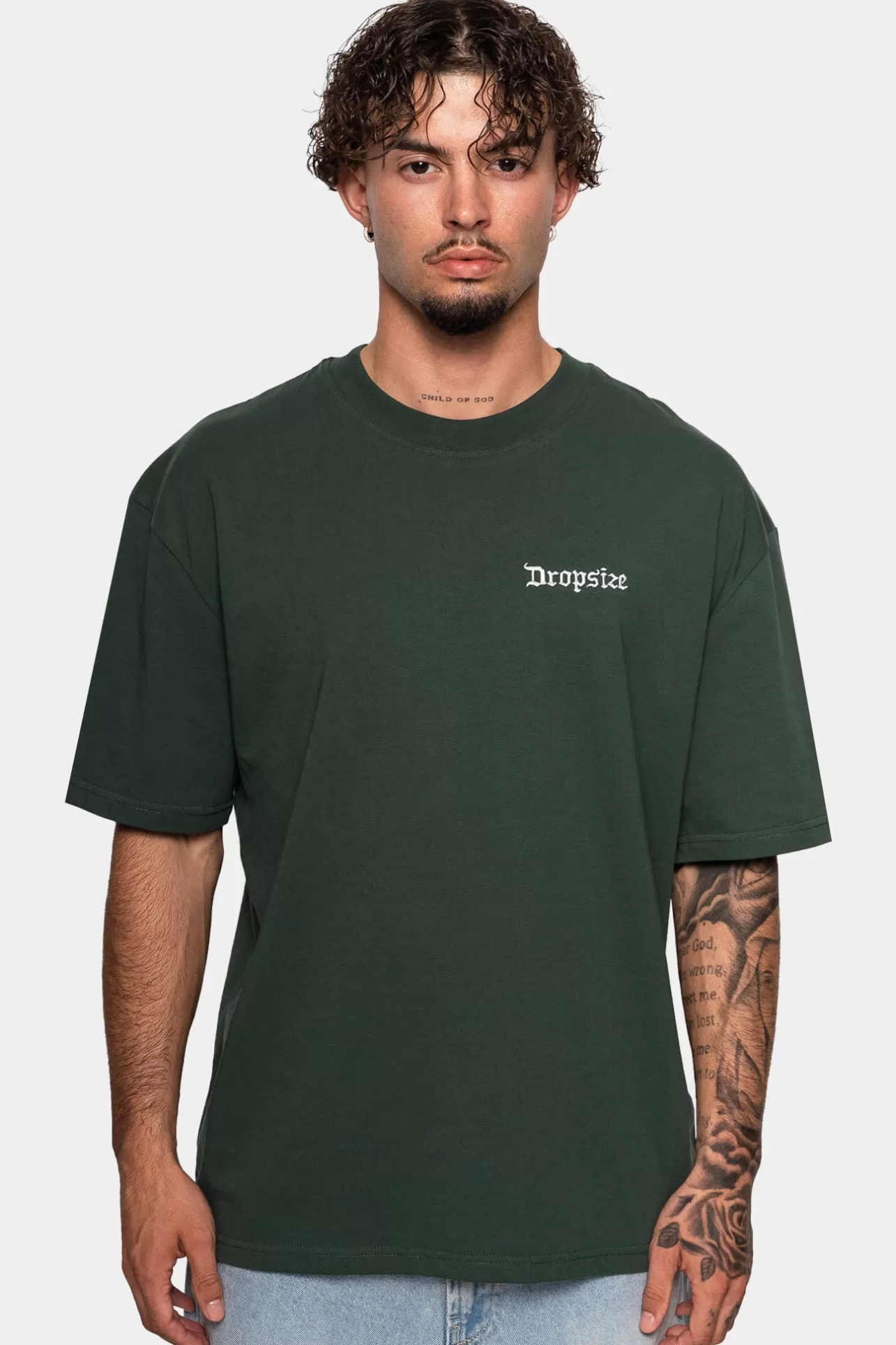 Dropsize HEAVY EMBO T-SHIRT DARK GREEN* T Shirt