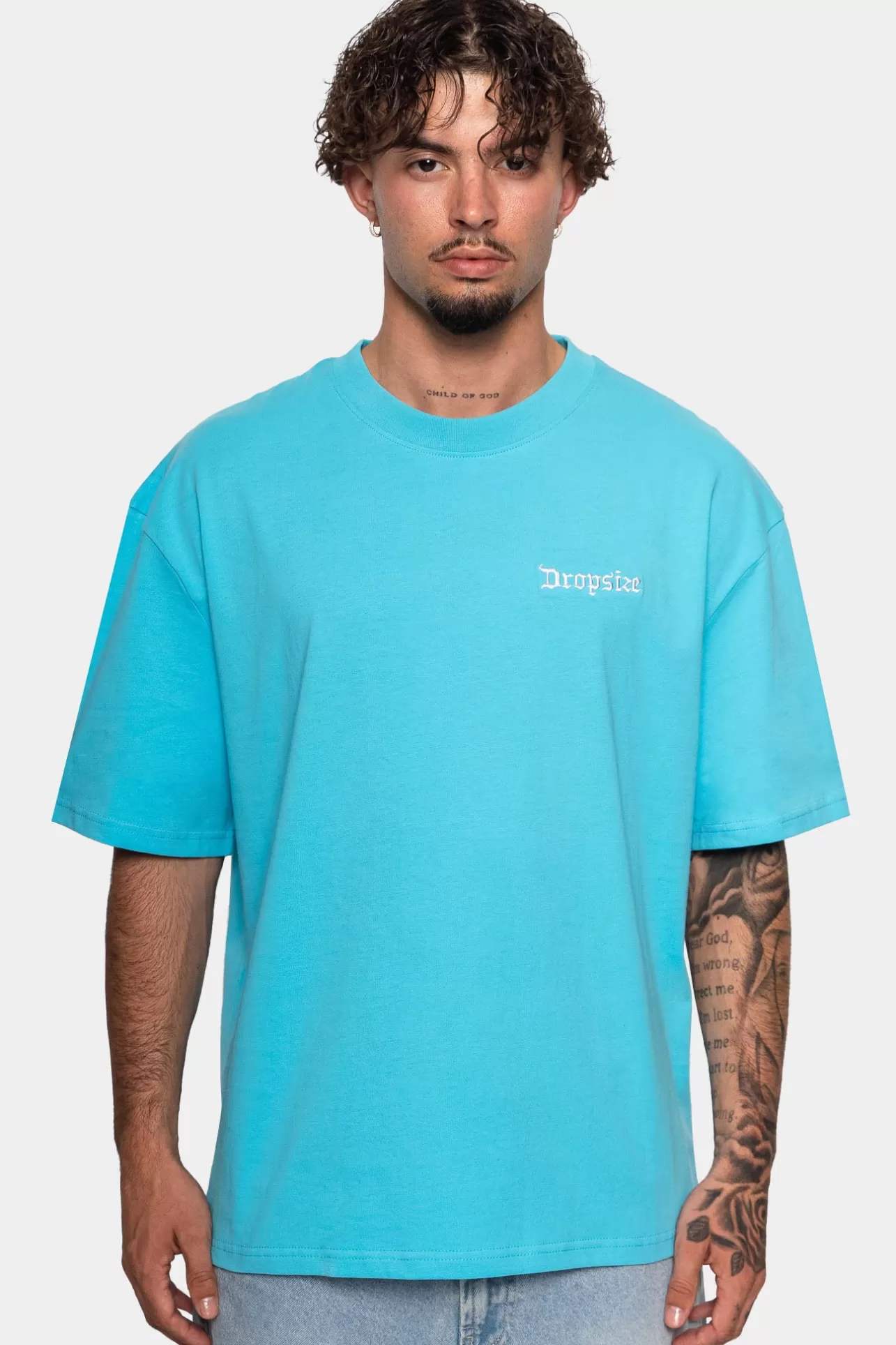 Dropsize HEAVY EMBO T-SHIRT LIGHT BLUE* T Shirt