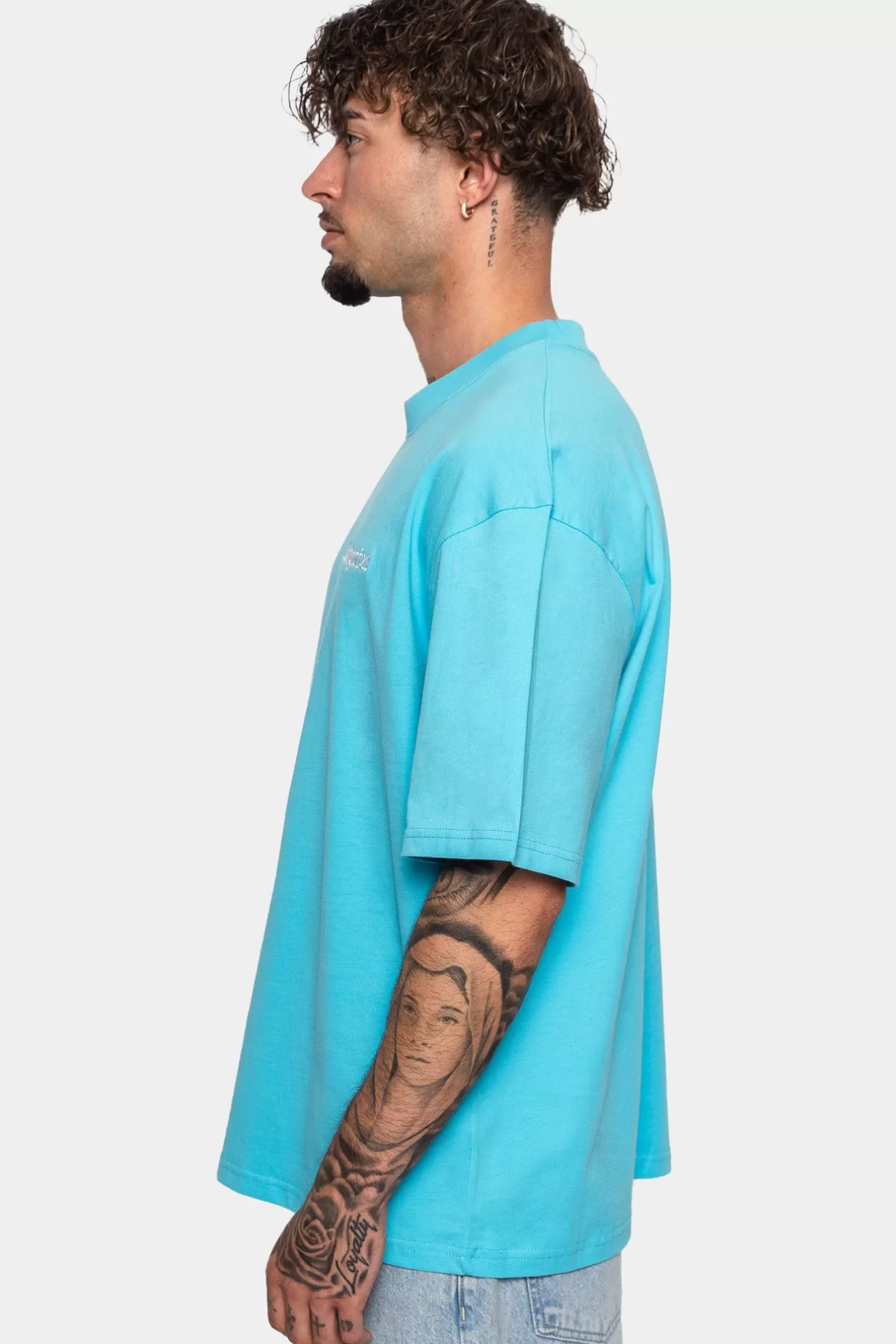 Dropsize HEAVY EMBO T-SHIRT LIGHT BLUE* T Shirt