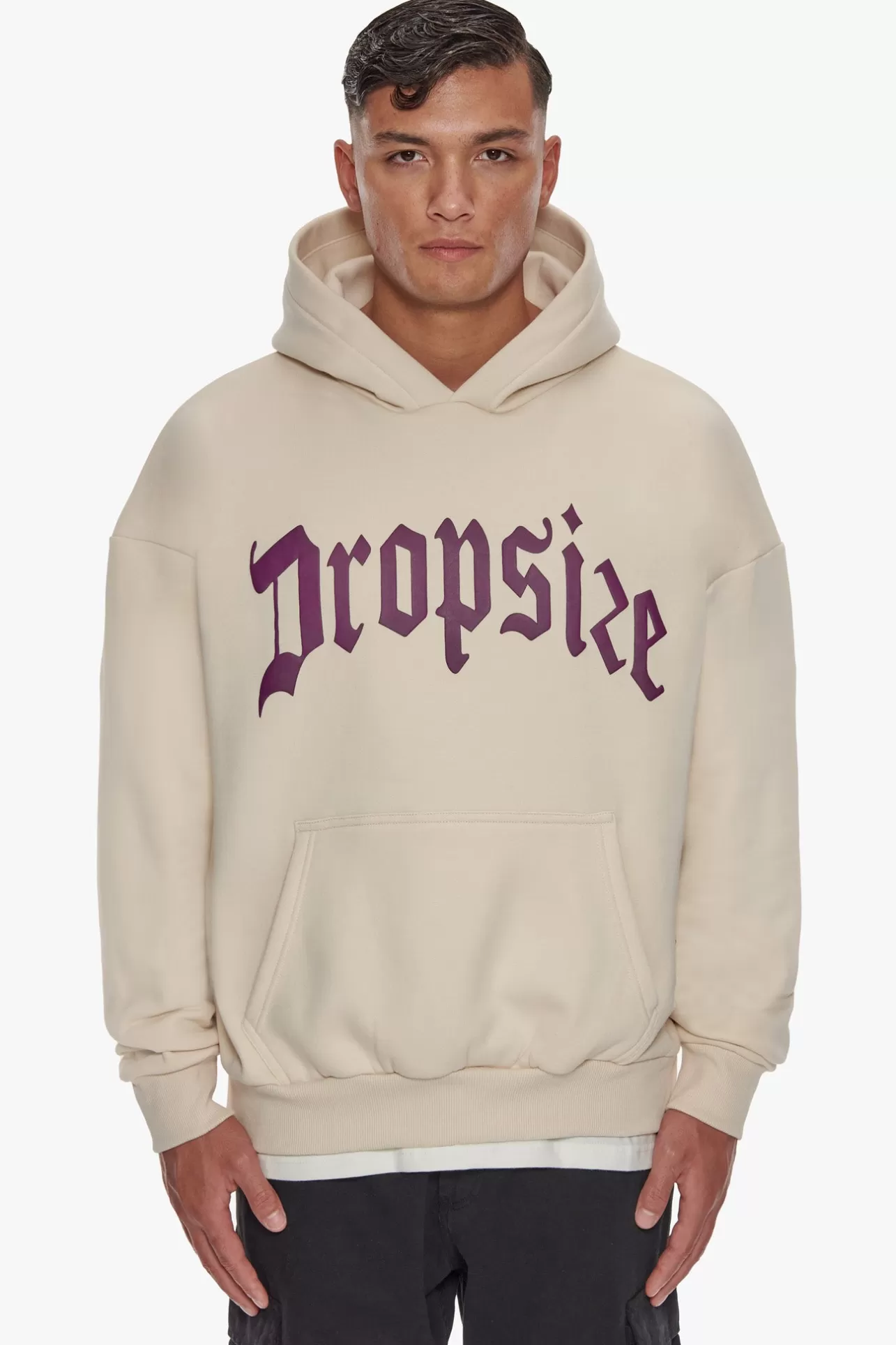Dropsize HEAVY FRONT LOGO HOODIE COCONUT MILK / GRAPE* Hoodie