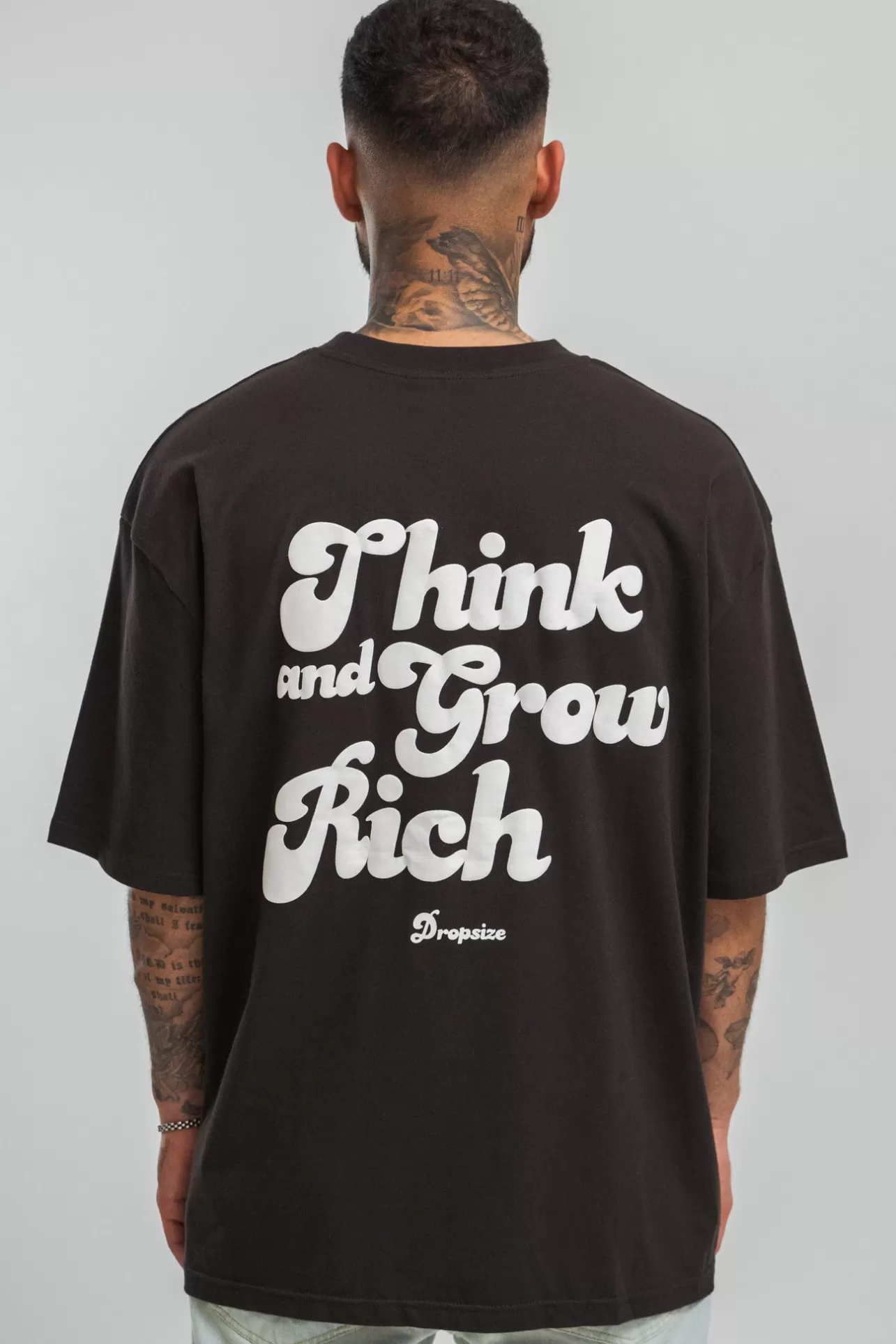 Dropsize HEAVY GROW RICH T-SHIRT WASHED BLACK* T Shirt