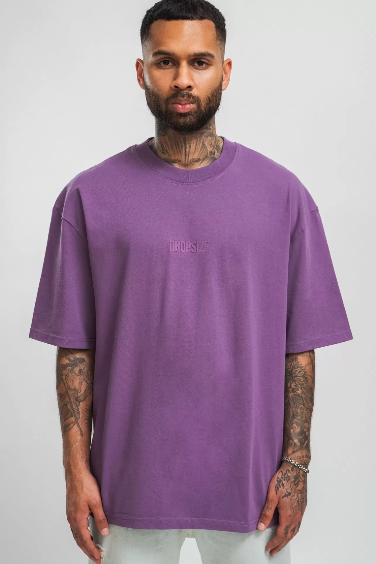 Dropsize HEAVY HD FRONT LOGO T-SHIRT WASHED PURPLE* T Shirt