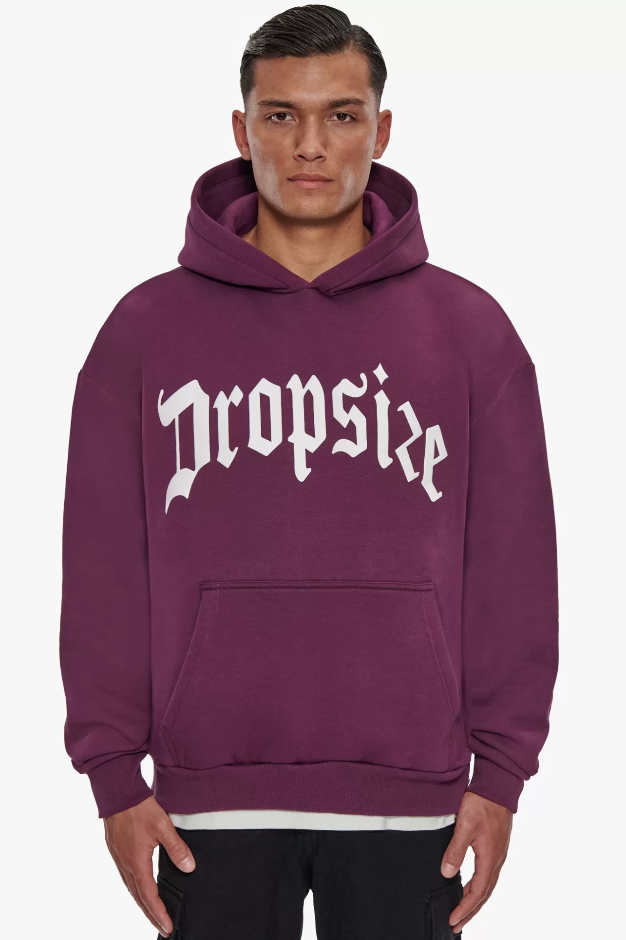 Dropsize HEAVY LOGO DESIGN HOODIE GRAPE WINE* Hoodie