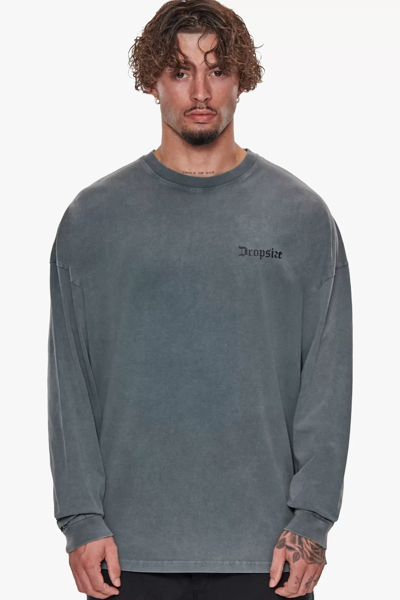 Dropsize HEAVY LONGSLEEVE WASHED GREY* Sweater