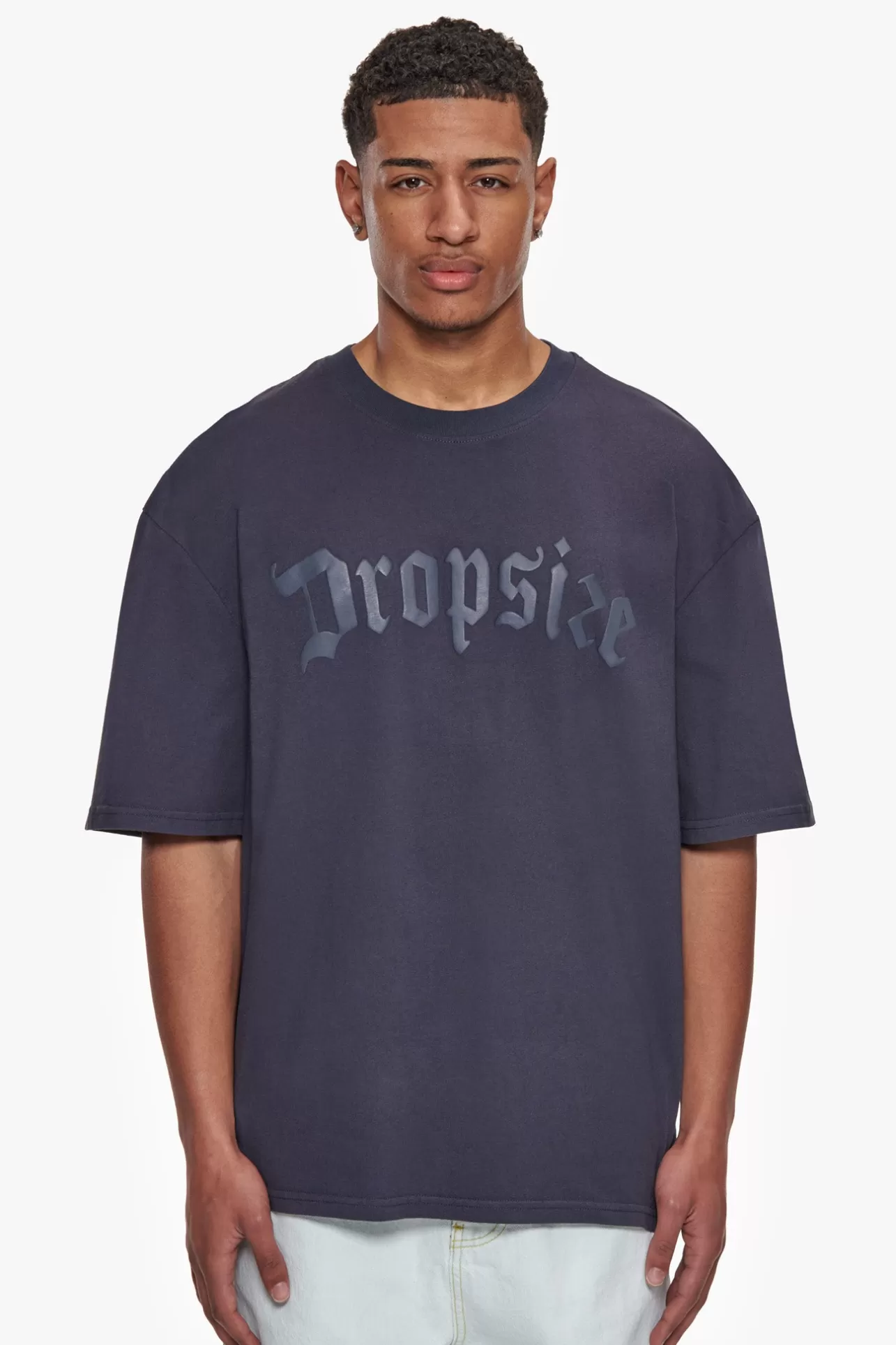Dropsize HEAVY OVERSIZE PUFFER PRINT T-SHIRT WASHED NAVY* T Shirt