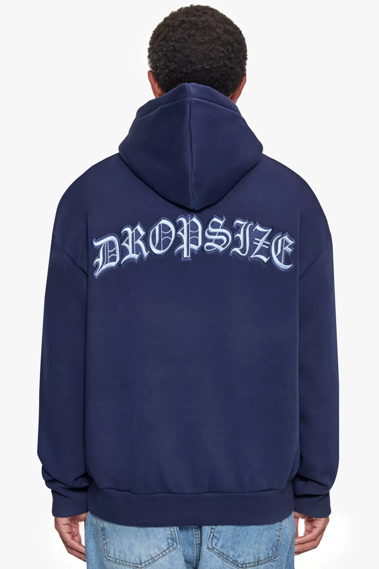 Dropsize HEAVY OVERSIZE BACKLOGO HOODIE BLACK IRIS / BABY BLUE* Hoodie