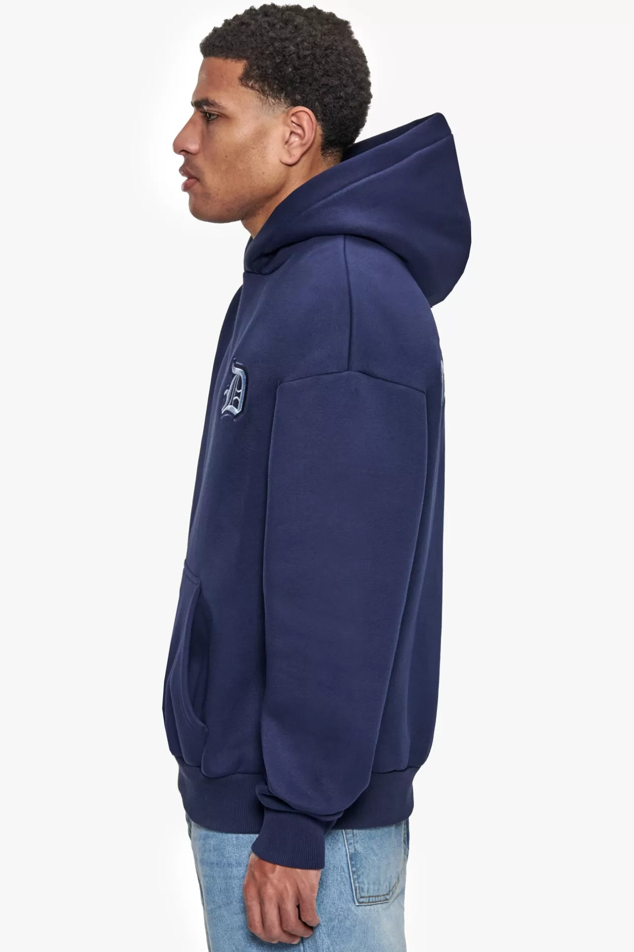 Dropsize HEAVY OVERSIZE BACKLOGO HOODIE BLACK IRIS / BABY BLUE* Hoodie