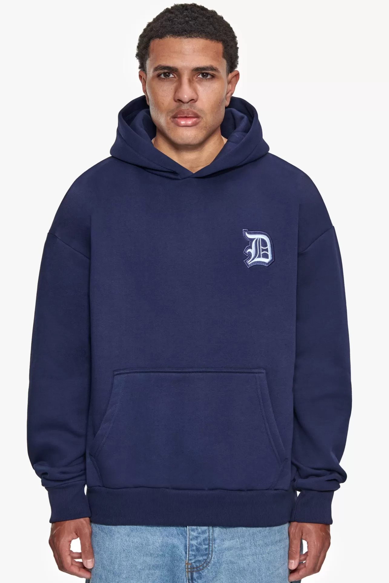 Dropsize HEAVY OVERSIZE BACKLOGO HOODIE BLACK IRIS / BABY BLUE* Hoodie