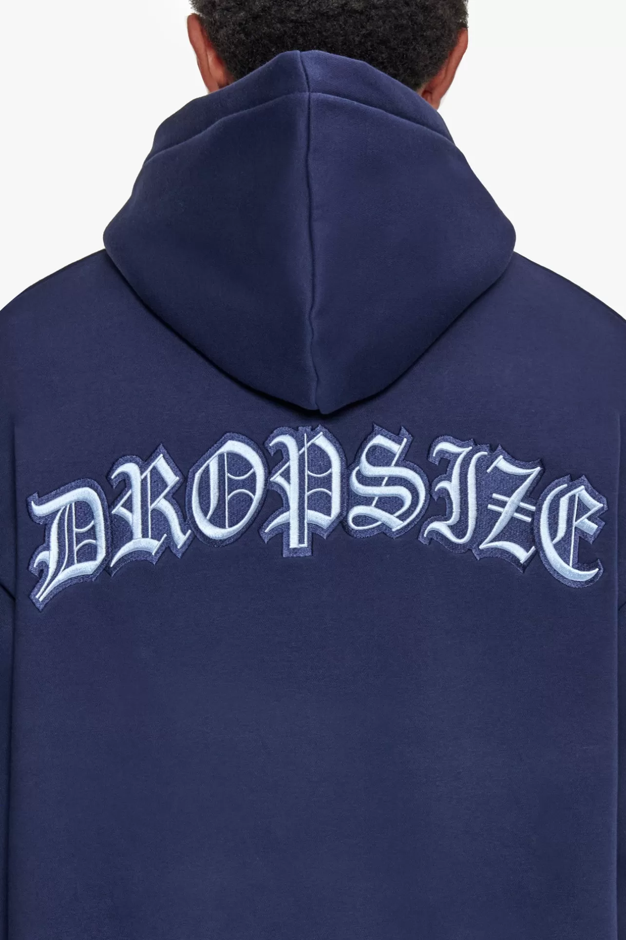 Dropsize HEAVY OVERSIZE BACKLOGO HOODIE BLACK IRIS / BABY BLUE* Hoodie