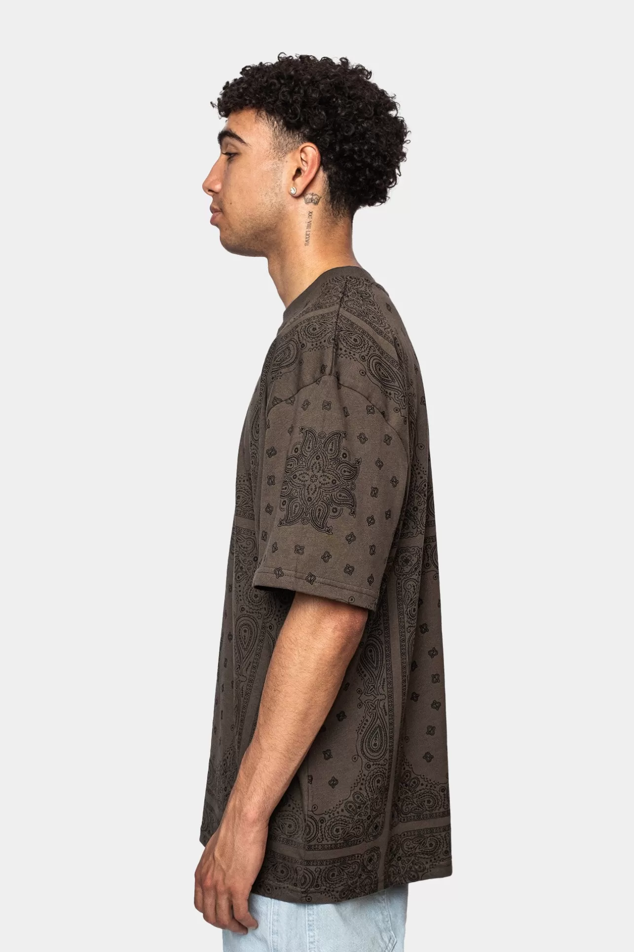 Dropsize HEAVY OVERSIZE BANDANA T-SHIRT MAJOR BROWN* T Shirt
