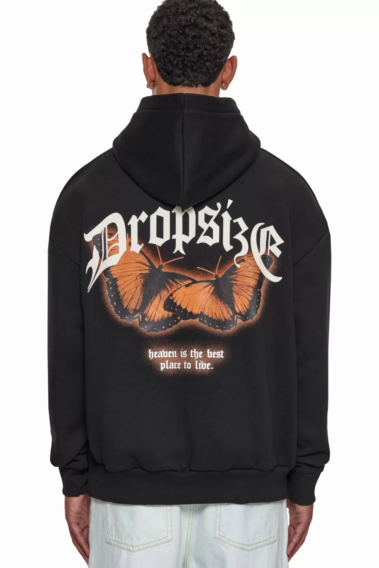 Dropsize HEAVY OVERSIZE BEST PLACE TO LIVE HOODIE BLACK/ORANGE* Hoodie