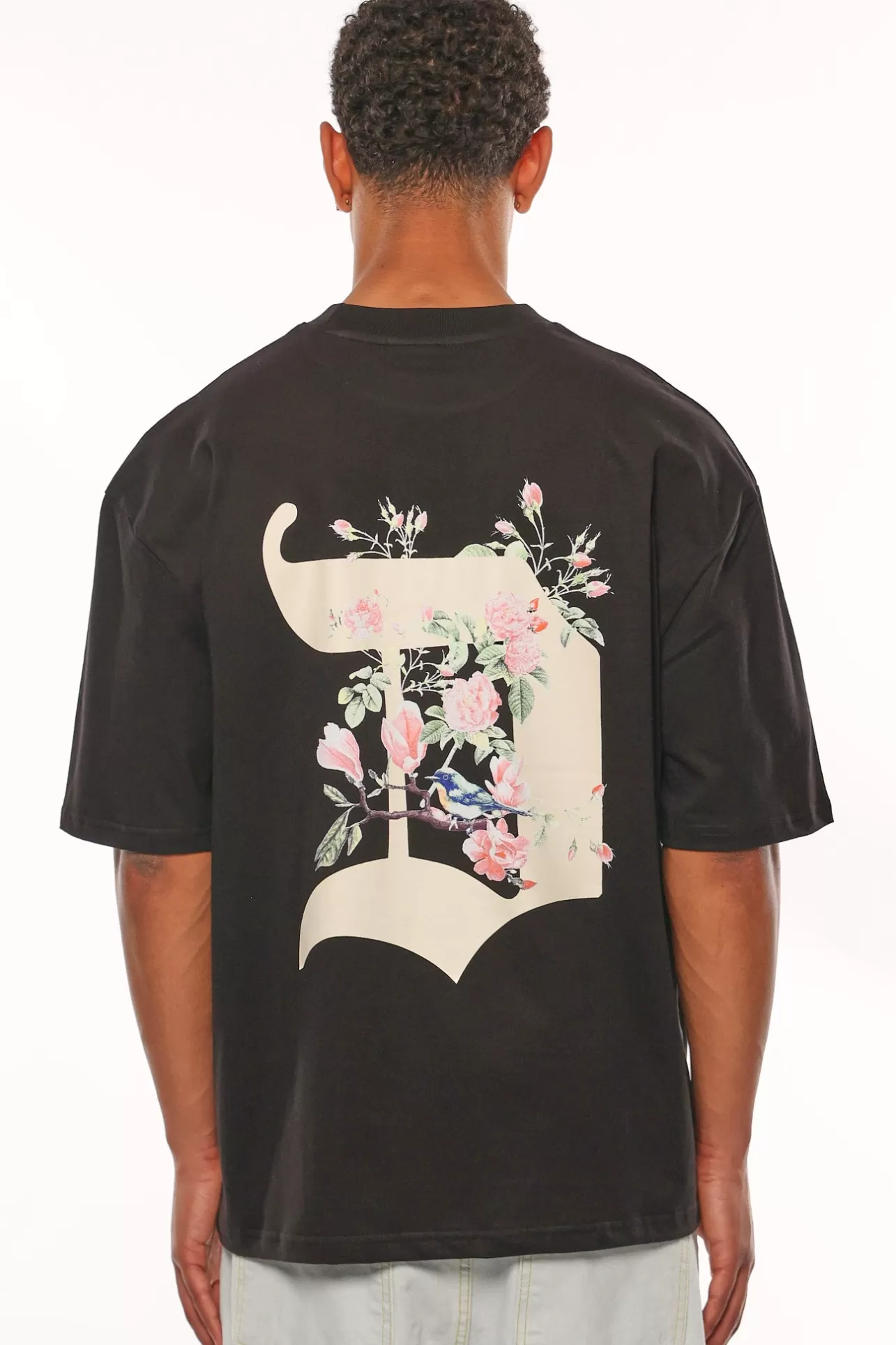 Dropsize HEAVY OVERSIZE BIRD & ROSES T-SHIRT BLACK* T Shirt