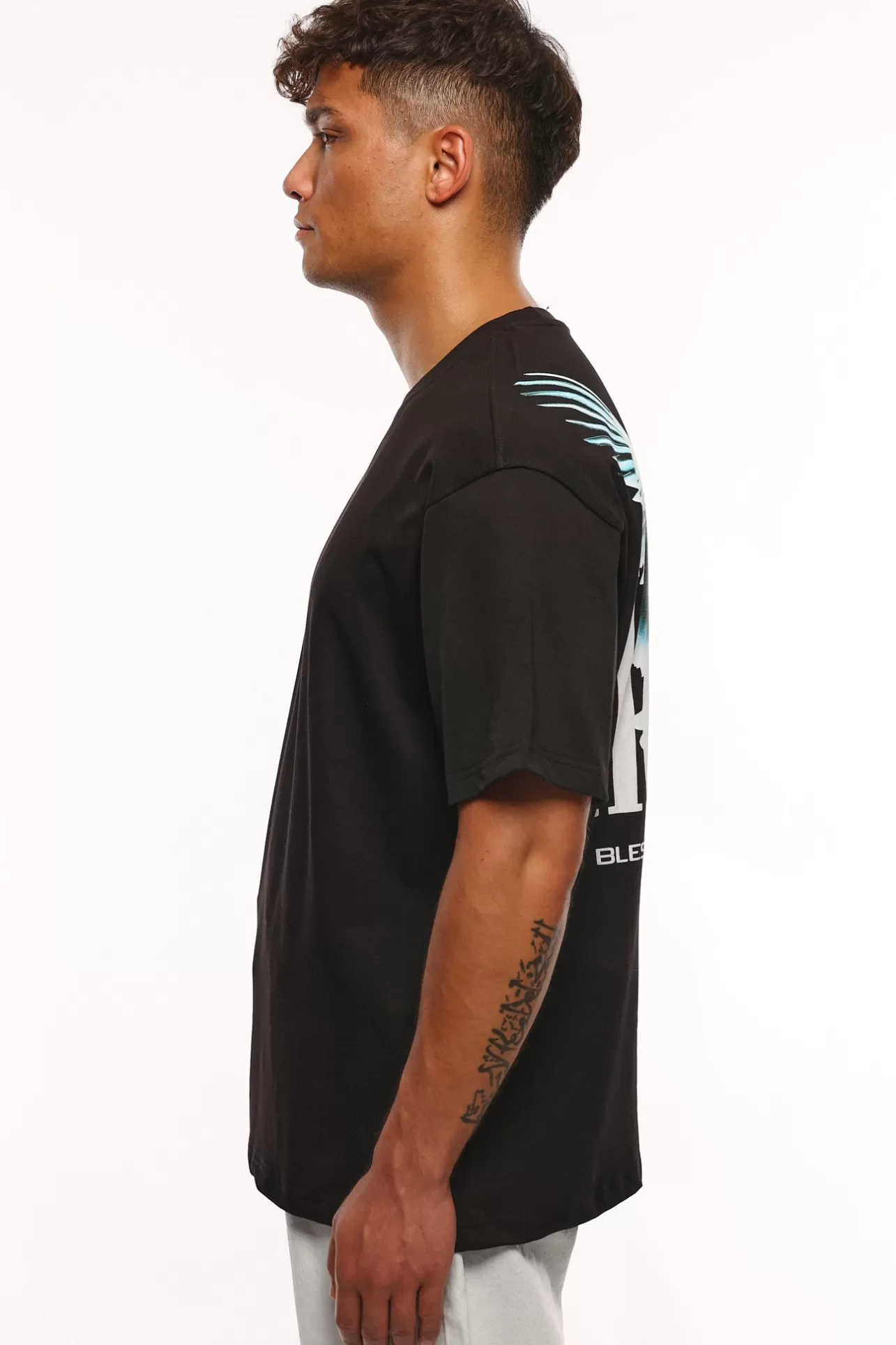 Dropsize HEAVY OVERSIZE BLESSED T-SHIRT BLACK* T Shirt