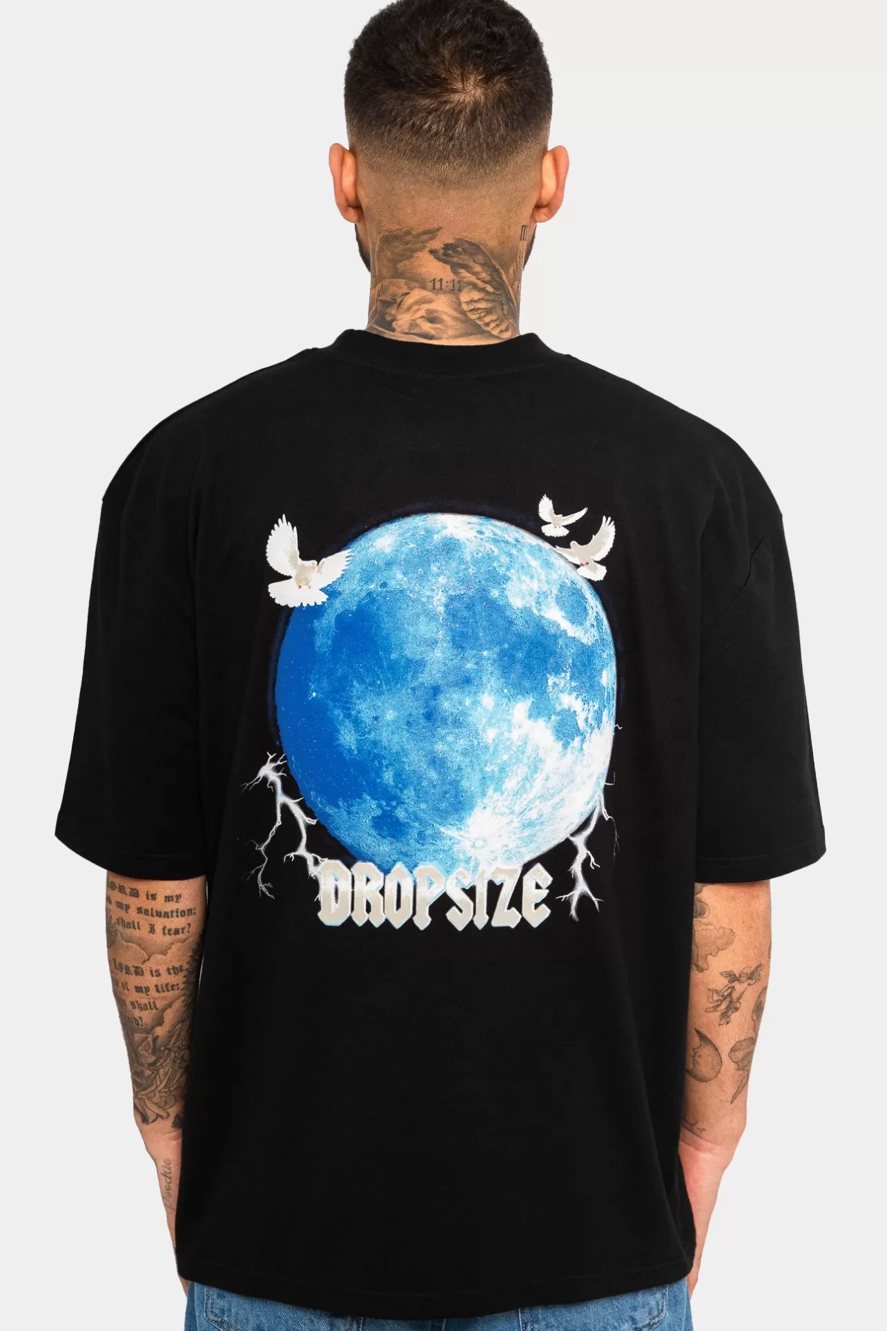 Dropsize HEAVY OVERSIZE BLUE MOON DESIGN T-SHIRT BLACK* T Shirt