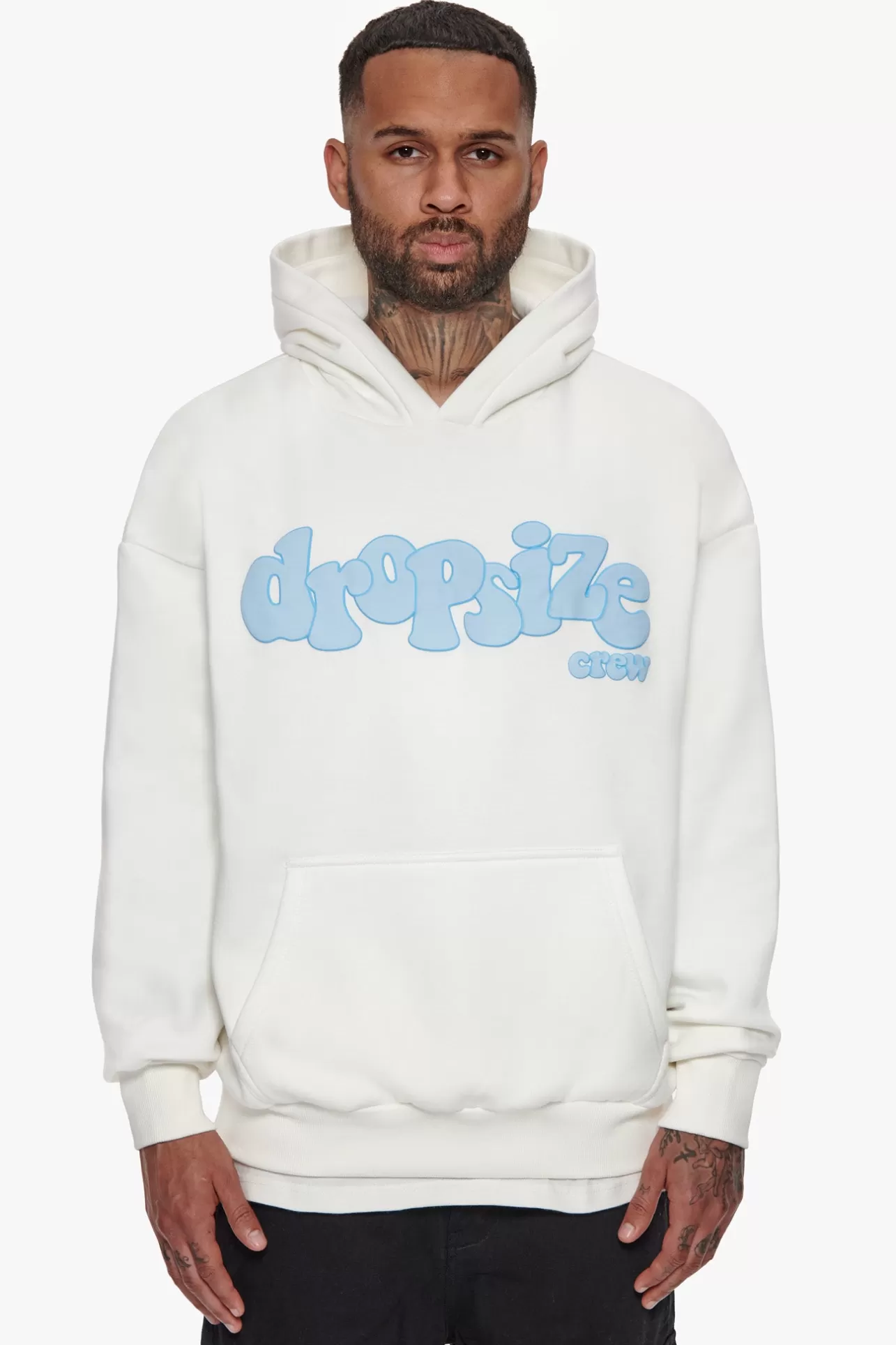 Dropsize HEAVY OVERSIZE BLUE PUFFER PRINT HOODIE CREAM WHITE* Hoodie