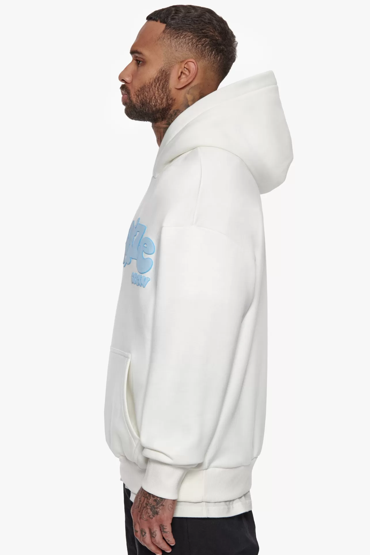 Dropsize HEAVY OVERSIZE BLUE PUFFER PRINT HOODIE CREAM WHITE* Hoodie