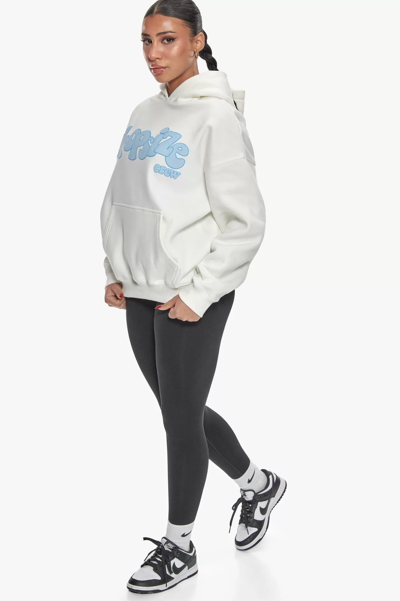 Dropsize HEAVY OVERSIZE BLUE PUFFER PRINT HOODIE CREAM WHITE*Women Women