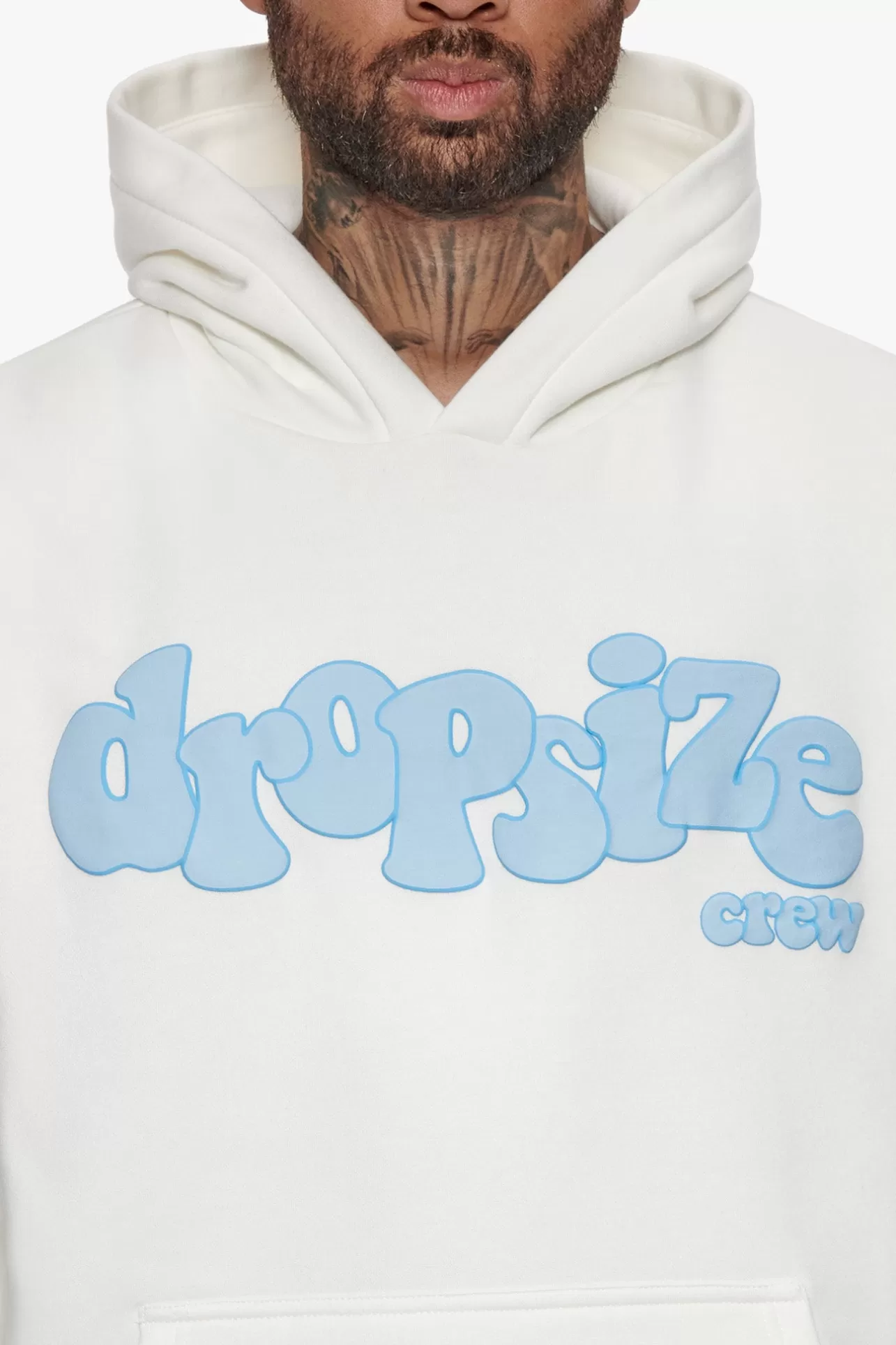 Dropsize HEAVY OVERSIZE BLUE PUFFER PRINT HOODIE CREAM WHITE* Hoodie