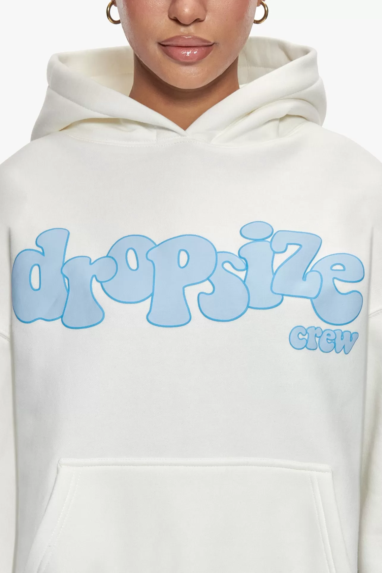 Dropsize HEAVY OVERSIZE BLUE PUFFER PRINT HOODIE CREAM WHITE*Women Women