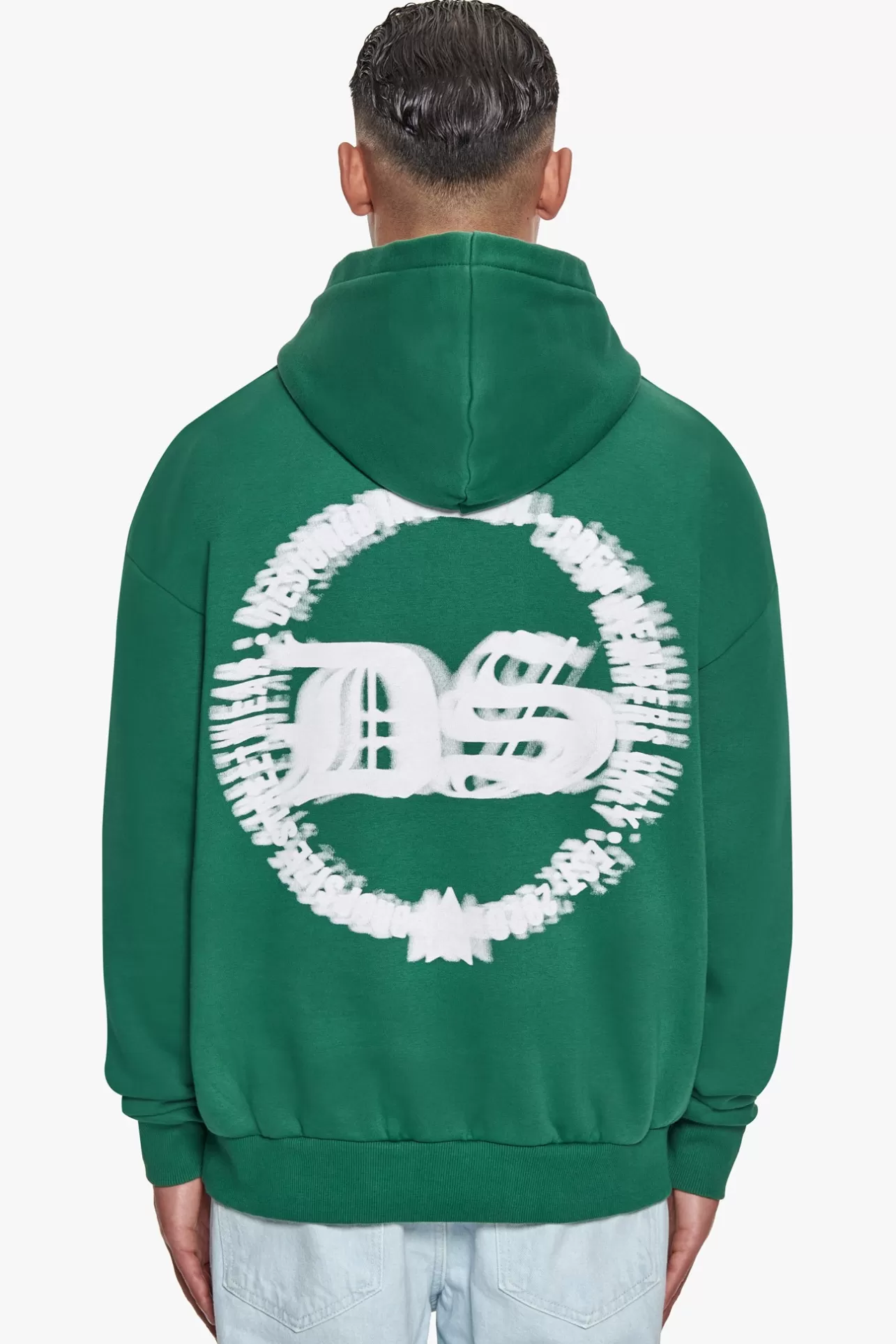 Dropsize HEAVY OVERSIZE BLURRED LOGO HOODIE WASHED GREEN* Hoodie