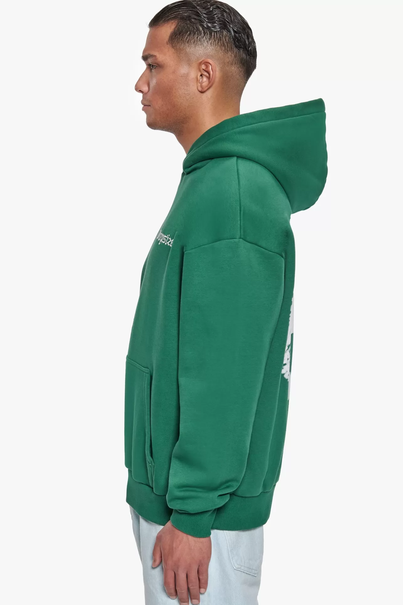 Dropsize HEAVY OVERSIZE BLURRED LOGO HOODIE WASHED GREEN* Hoodie
