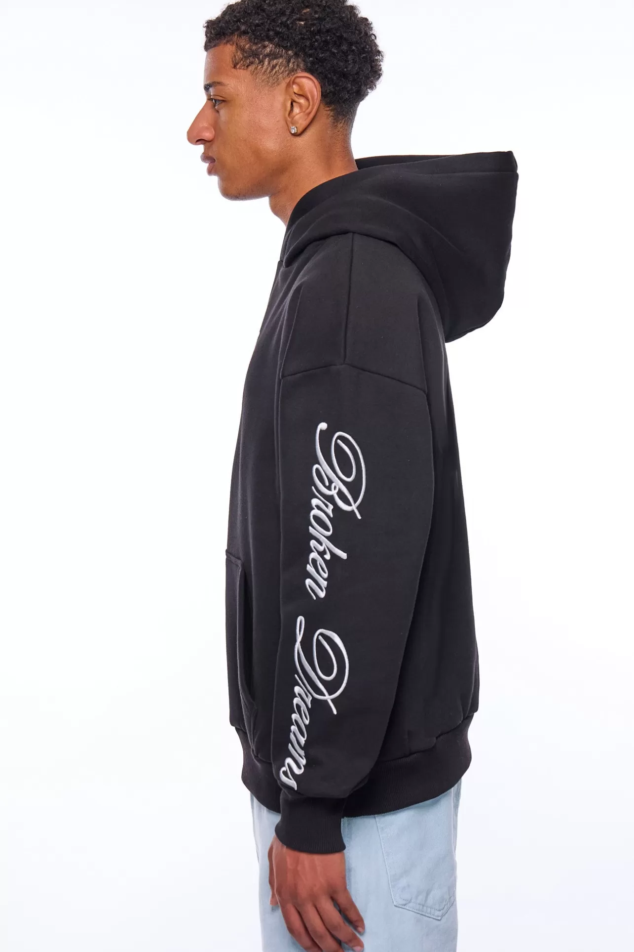 Dropsize HEAVY OVERSIZE BROKEN DREAMS SLEEVE HOODIE BLACK* Hoodie