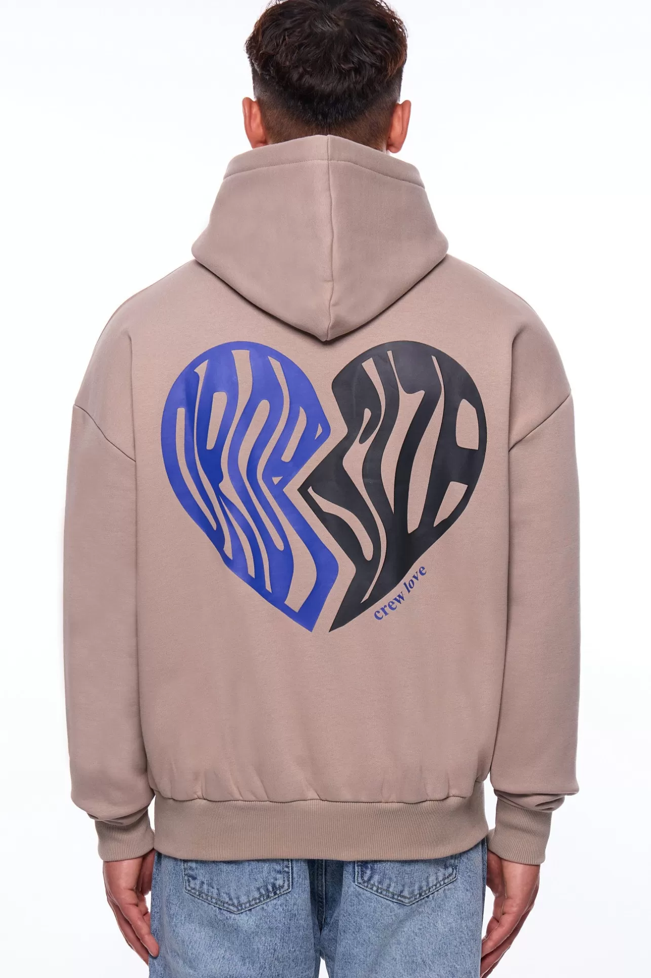 Dropsize HEAVY OVERSIZE BROKEN HEART HOODIE SIMPLY TAUPE* Hoodie