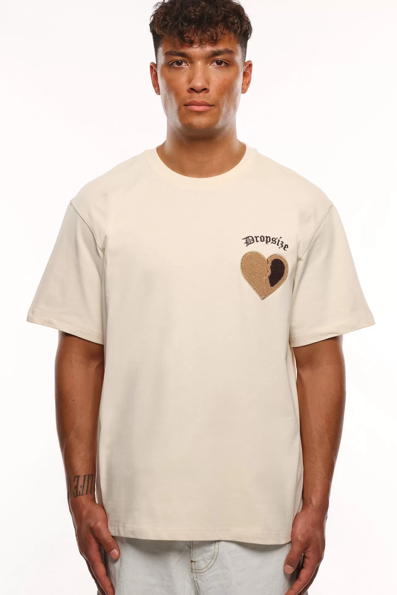 Dropsize HEAVY OVERSIZE BROKEN HEART V2 T-SHIRT WHITE* T Shirt