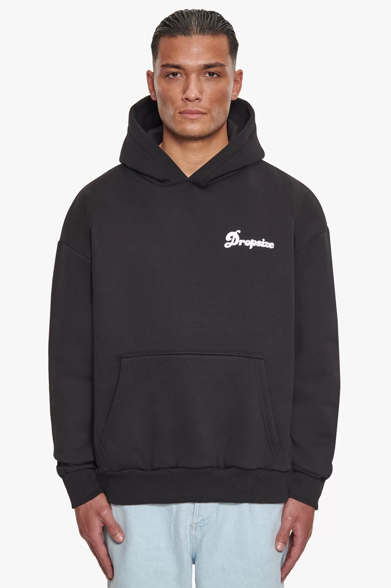 Dropsize HEAVY OVERSIZE BUBBLE LOGO HOODIE BLACK* Hoodie