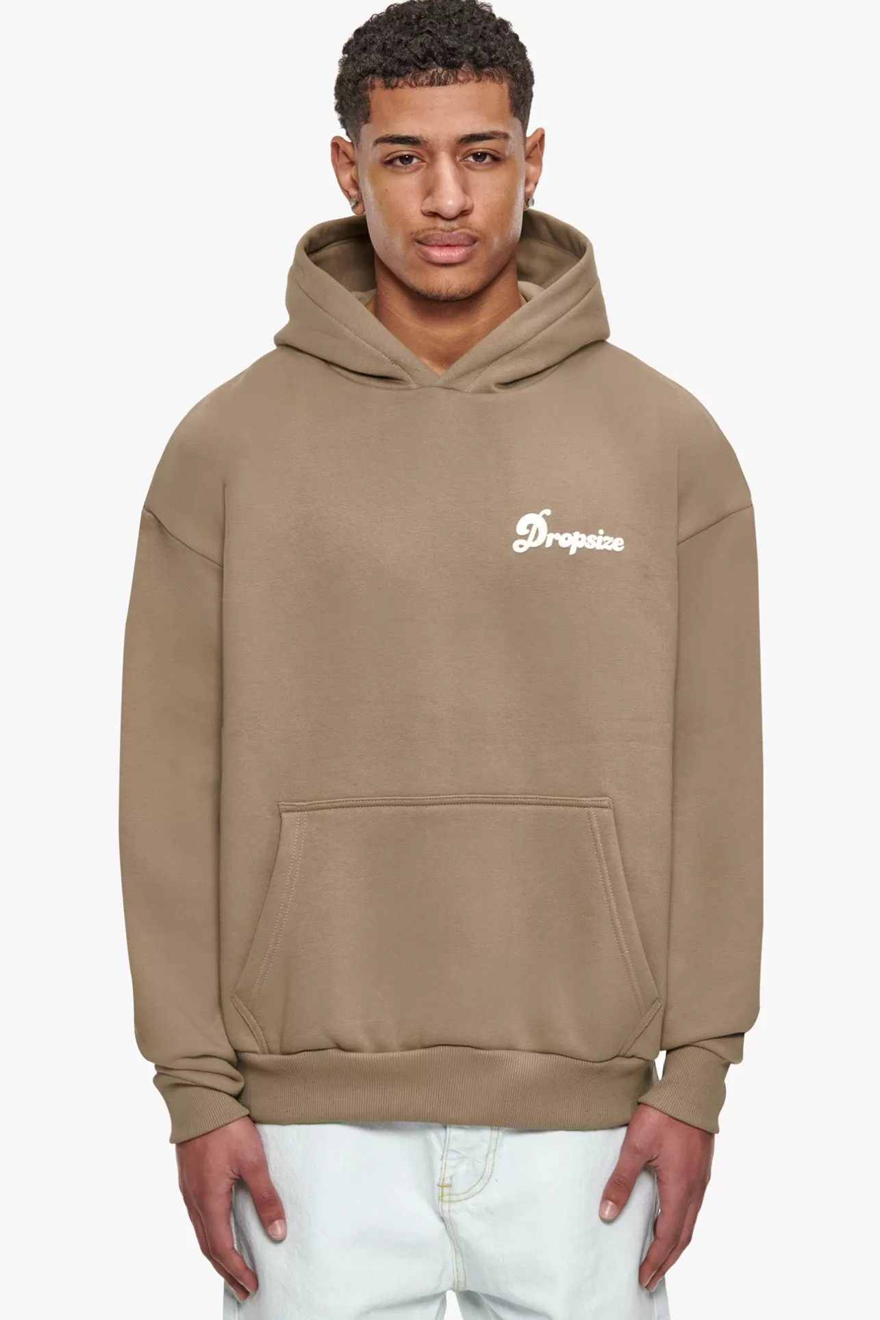 Dropsize HEAVY OVERSIZE BUBBLE LOGO HOODIE SILVER MINK* Hoodie