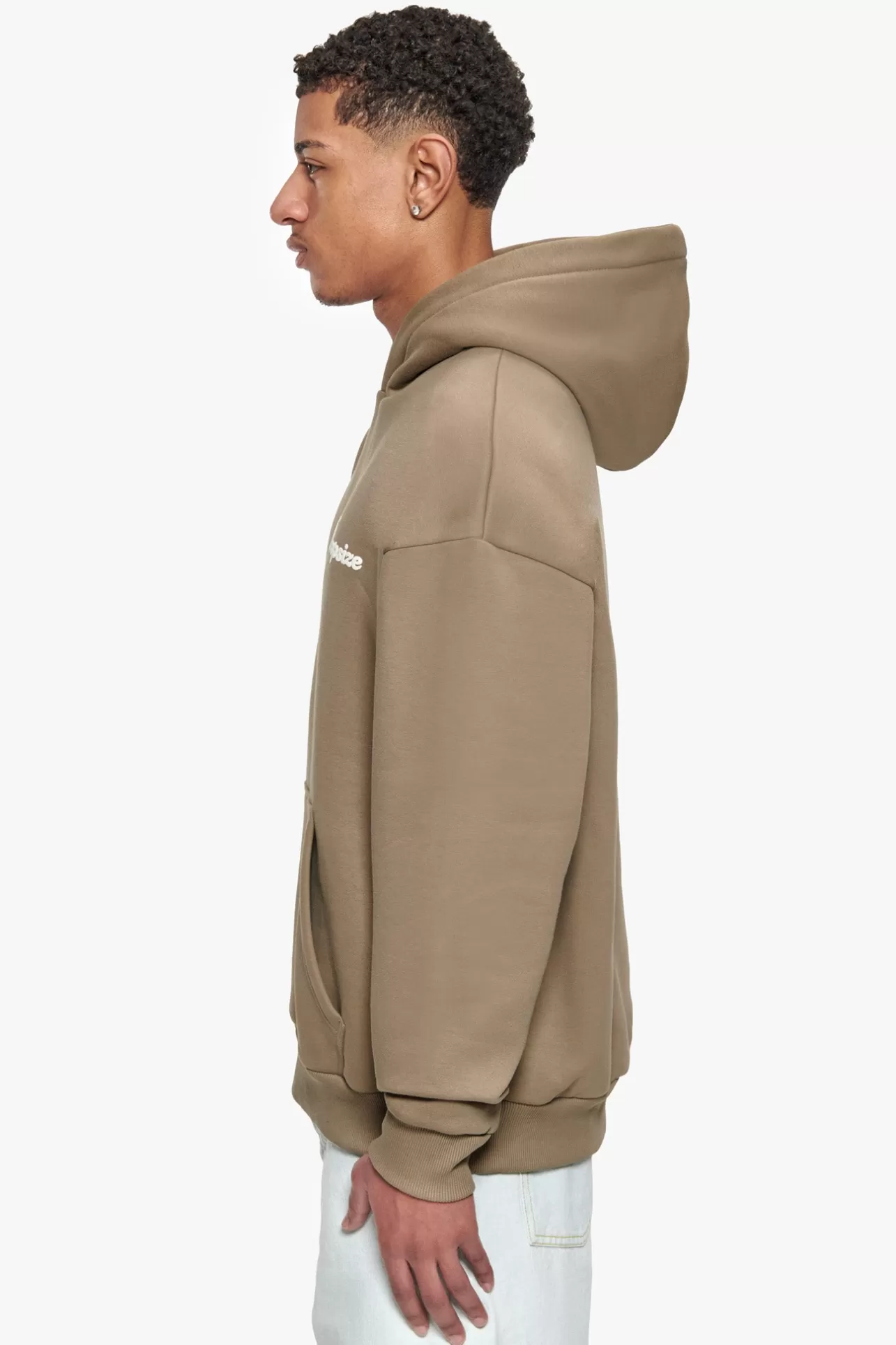 Dropsize HEAVY OVERSIZE BUBBLE LOGO HOODIE SILVER MINK* Hoodie