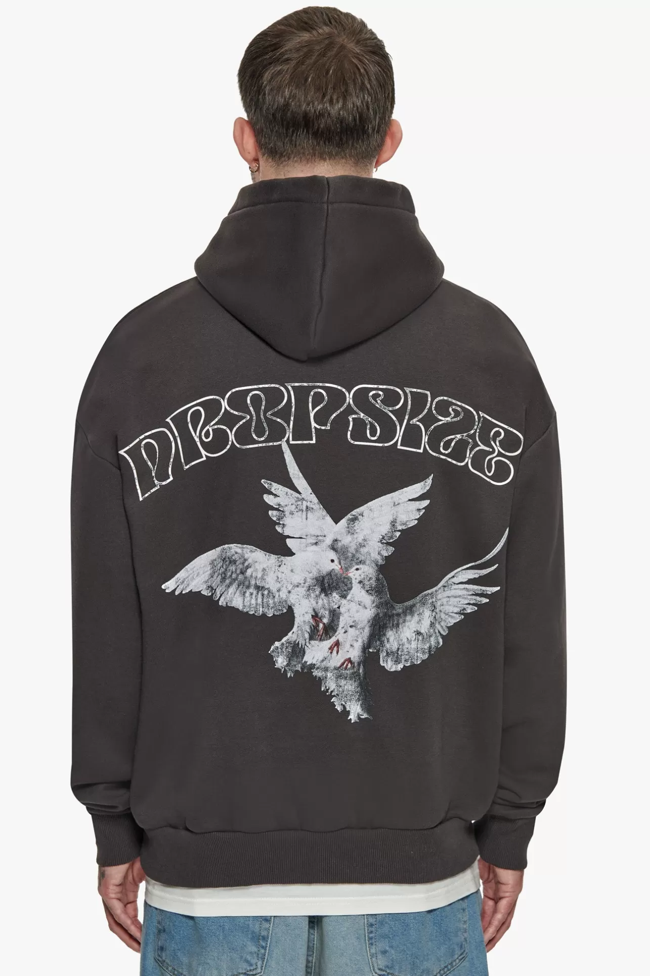 Dropsize HEAVY OVERSIZE CARESS DOVES V2 HOODIE WASHED BLACK* Hoodie