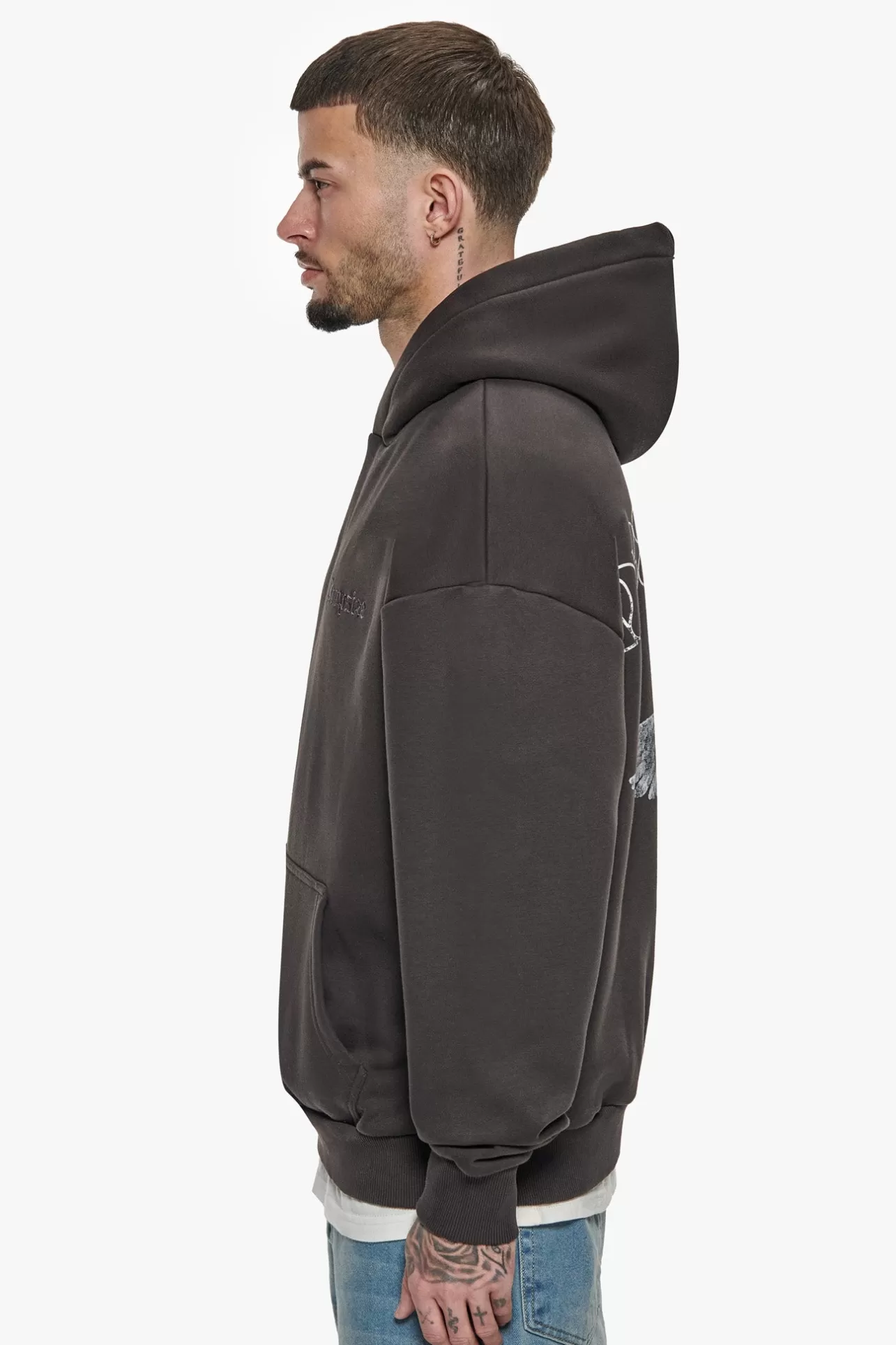 Dropsize HEAVY OVERSIZE CARESS DOVES V2 HOODIE WASHED BLACK* Hoodie