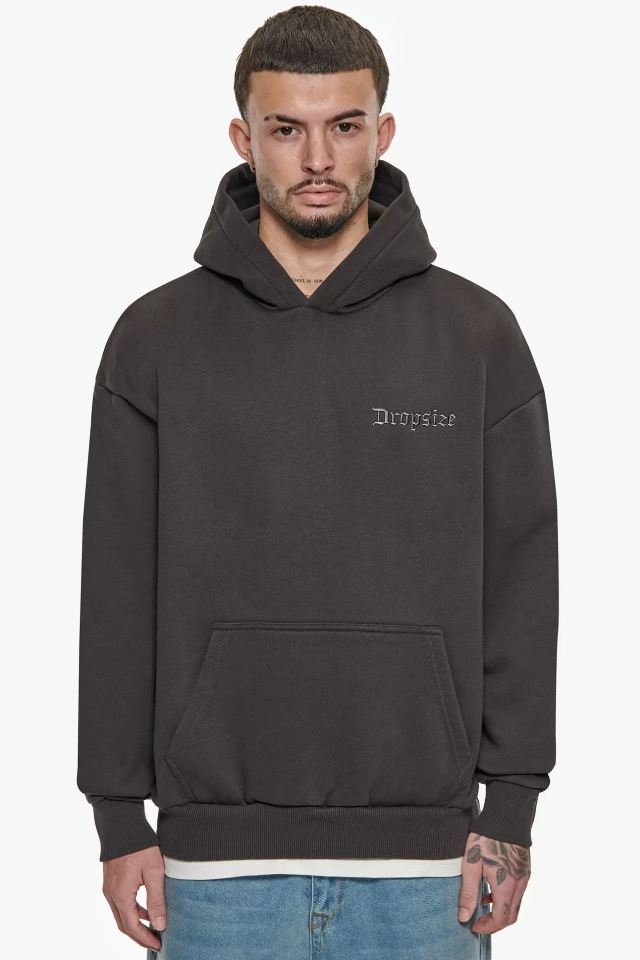 Dropsize HEAVY OVERSIZE CARESS DOVES V2 HOODIE WASHED BLACK* Hoodie