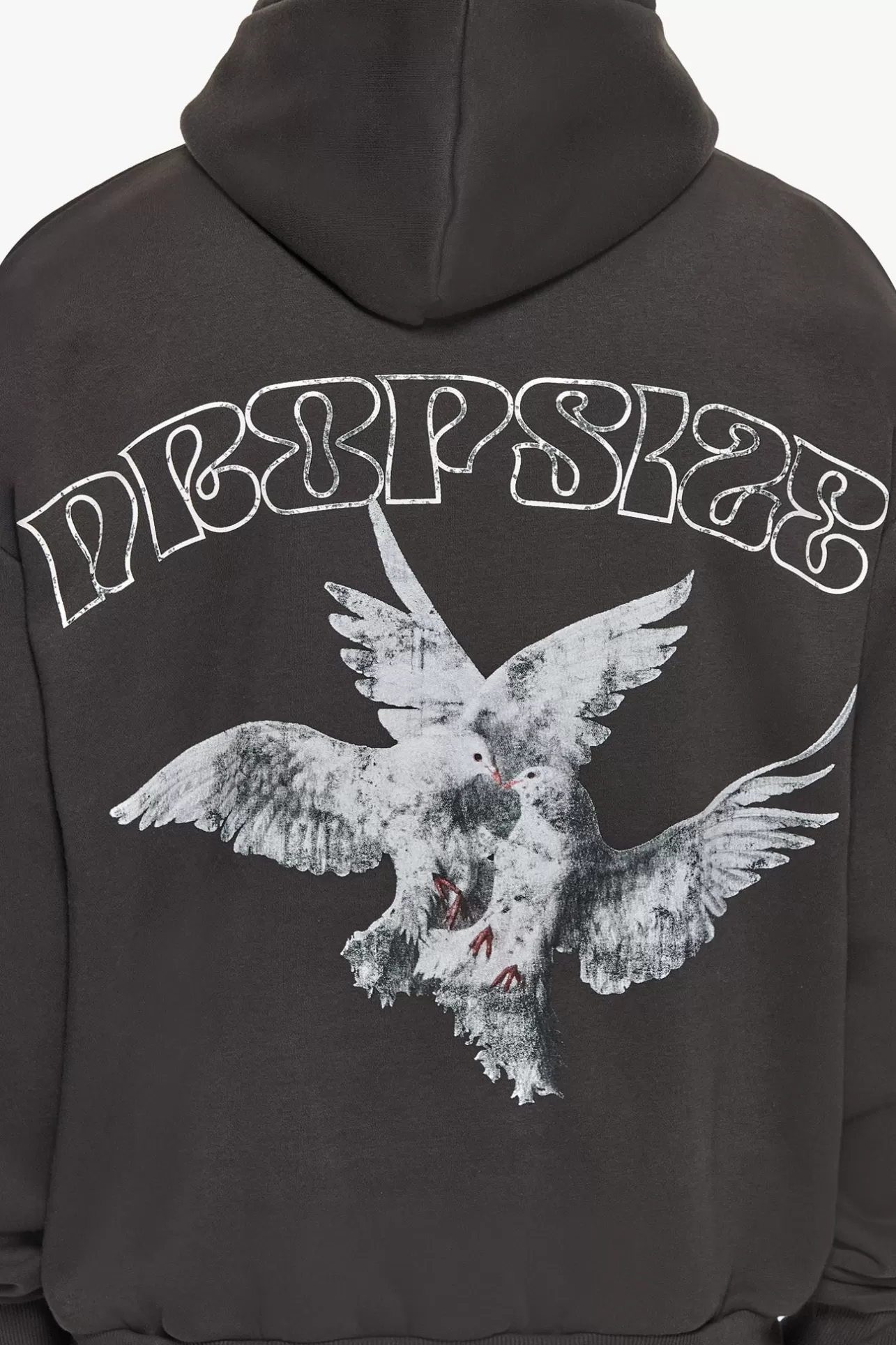 Dropsize HEAVY OVERSIZE CARESS DOVES V2 HOODIE WASHED BLACK* Hoodie