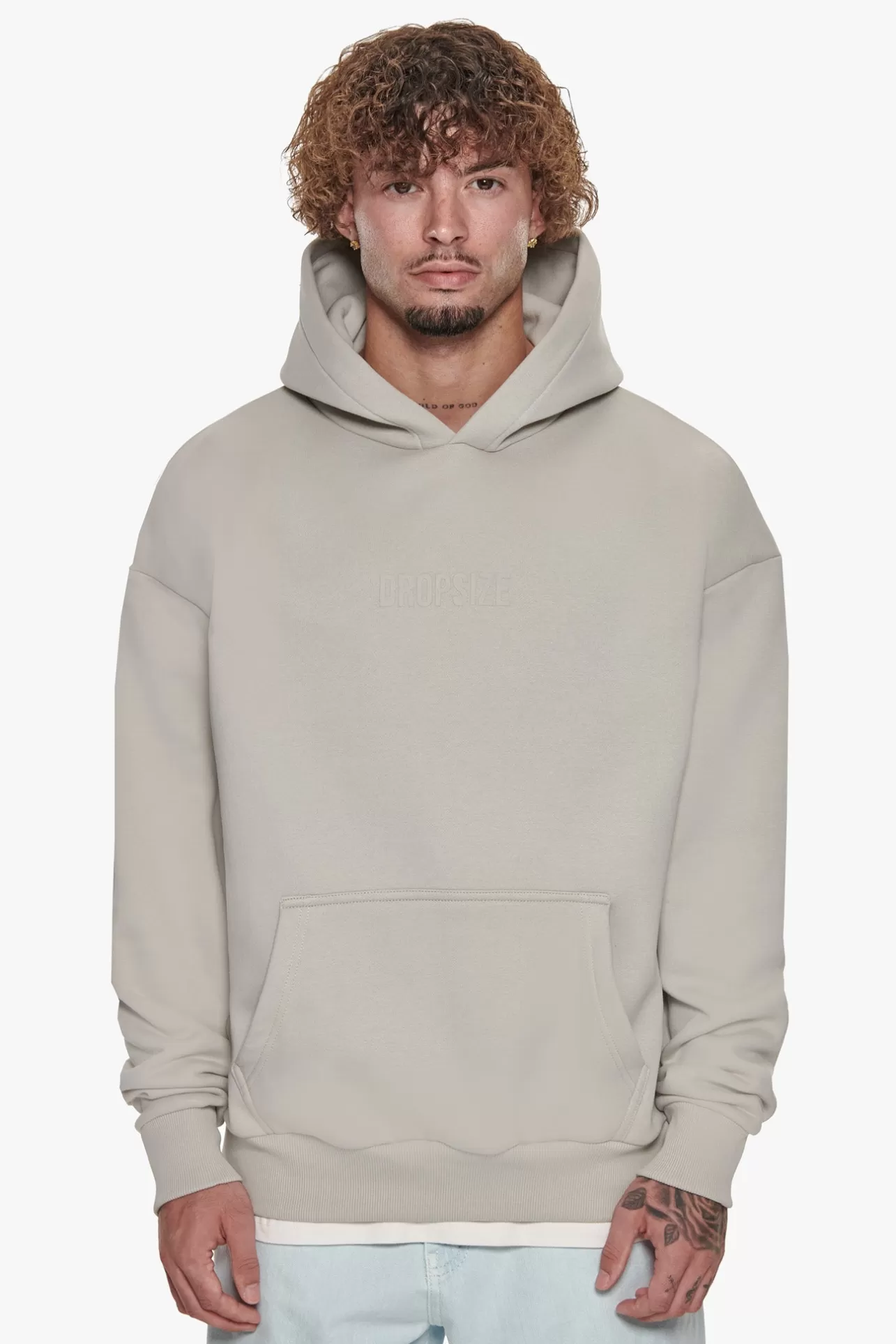 Dropsize HEAVY OVERSIZE CENTER HD HOODIE MOON BEAM* Hoodie