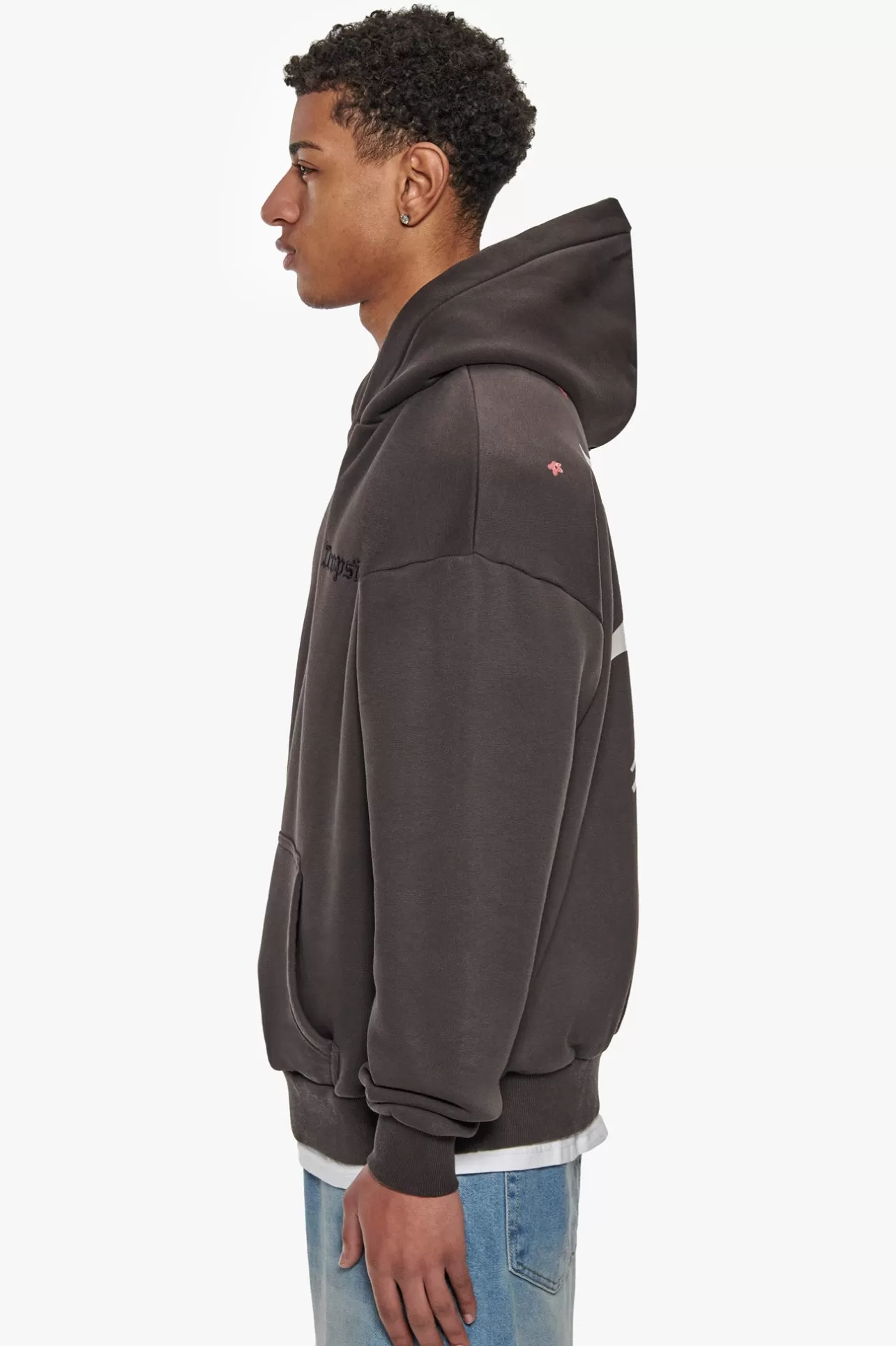 Dropsize HEAVY OVERSIZE CHERRY FLOWERS HOODIE WASHED BLACK* Hoodie