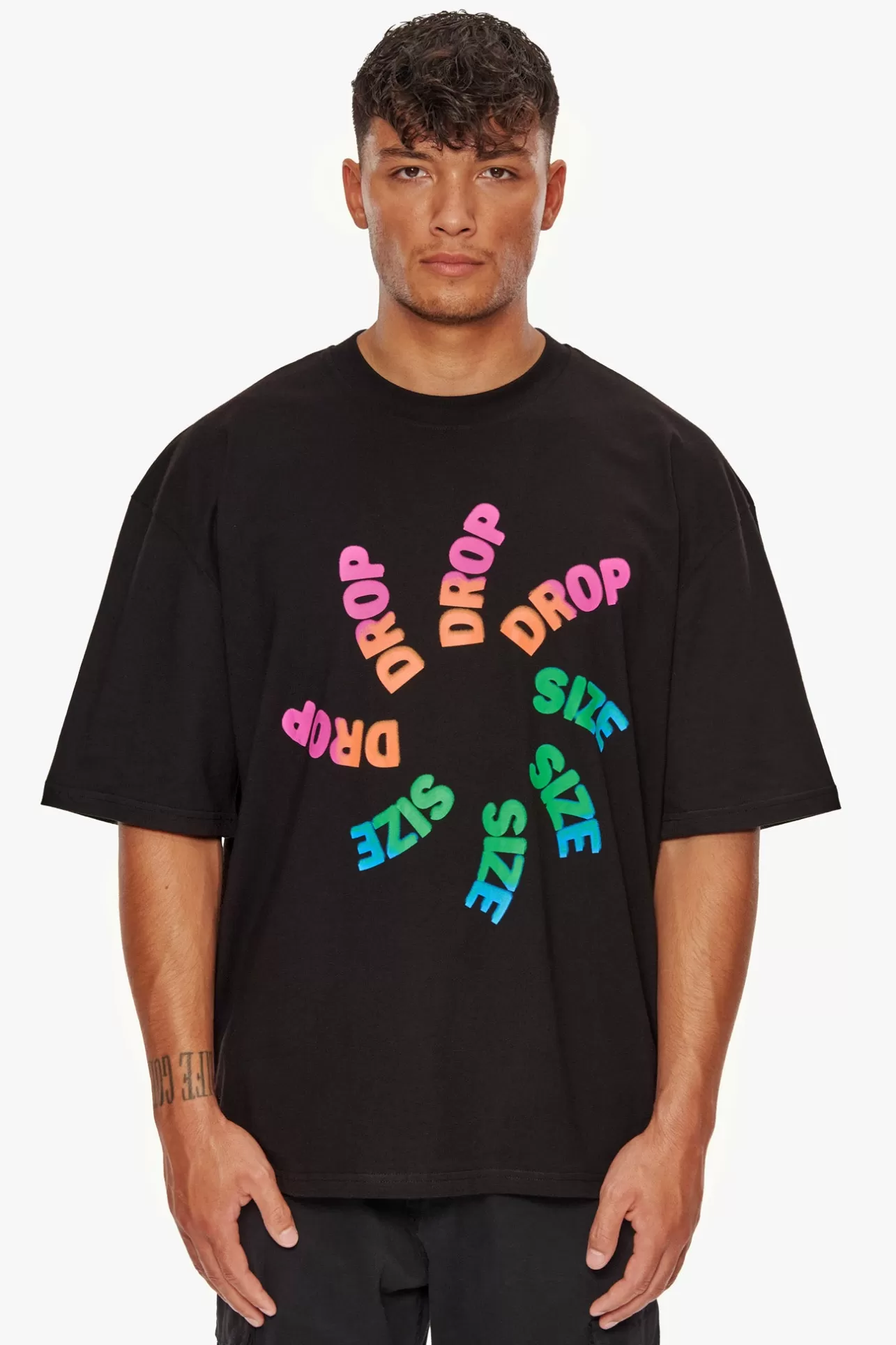 Dropsize HEAVY OVERSIZE COLOUR TWIST T-SHIRT BLACK* T Shirt
