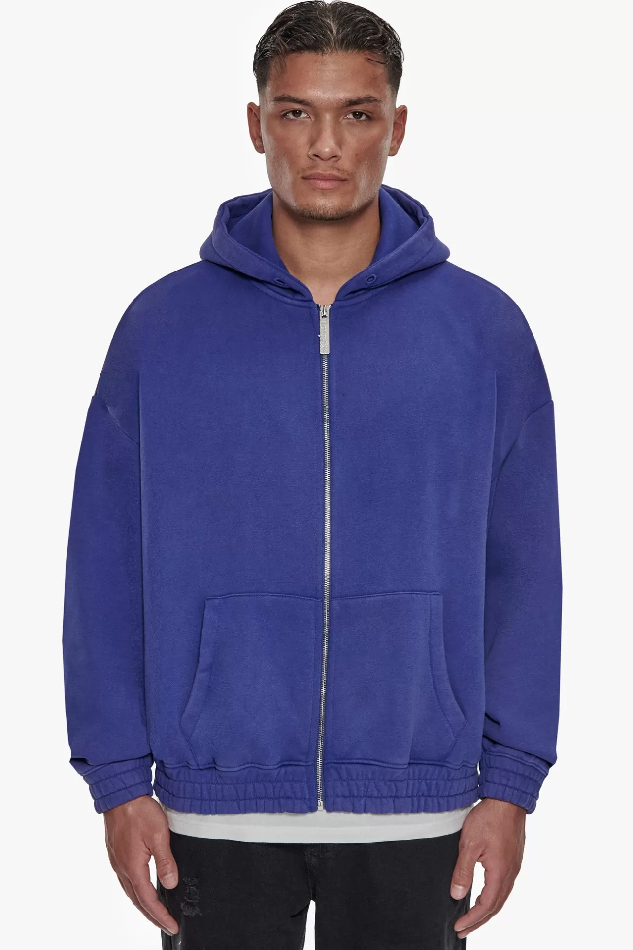 Dropsize HEAVY OVERSIZE CORD ZIP HOODIE WASHED BLUE* Zips