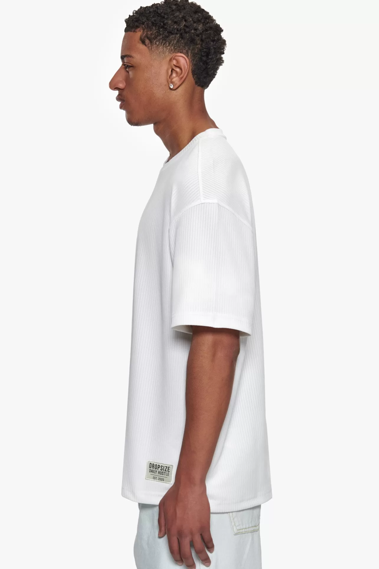 Dropsize HEAVY OVERSIZE COTTON PATCH T-SHIRT CREAM WHITE* T Shirt